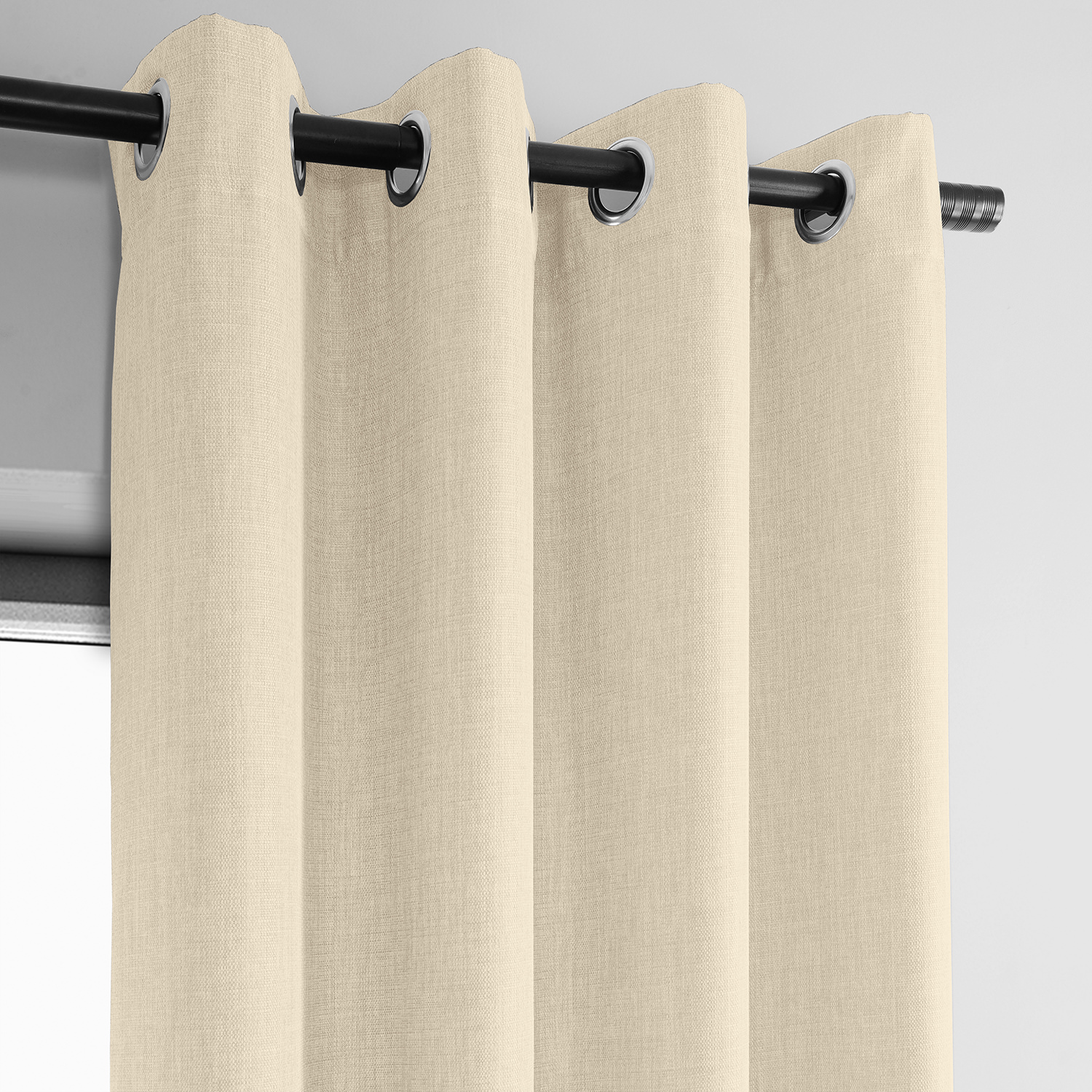 Parchment Cream Italian Faux Linen Grommet Curtain