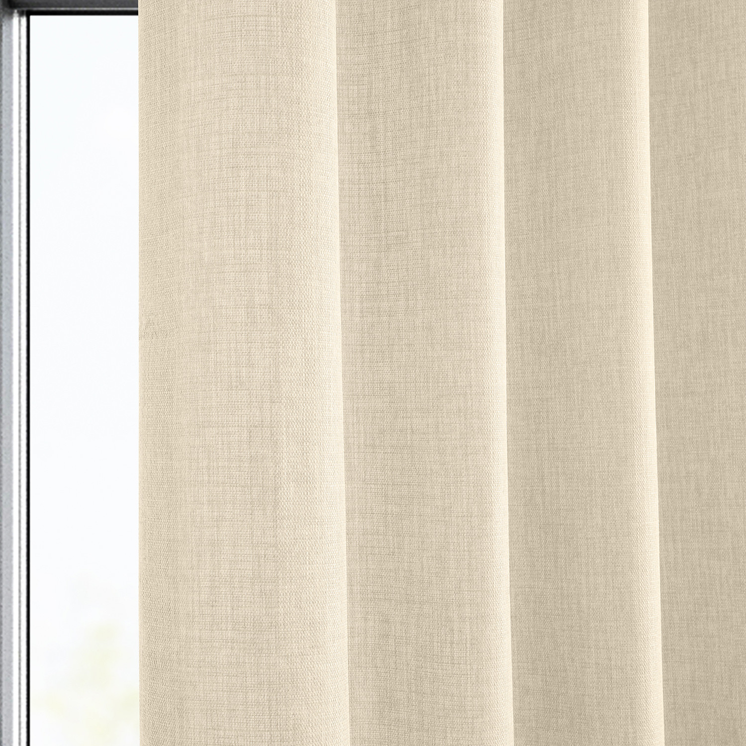 Parchment Cream Italian Faux Linen Grommet Curtain