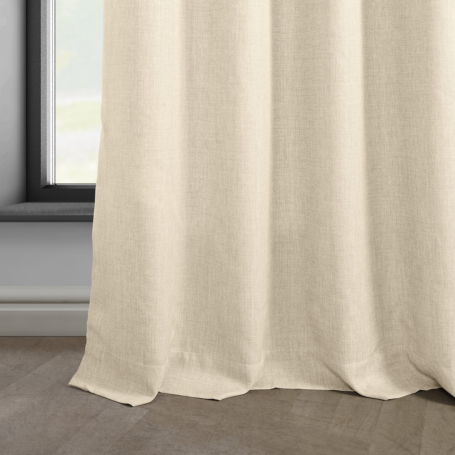 Parchment Cream Italian Faux Linen Grommet Curtain