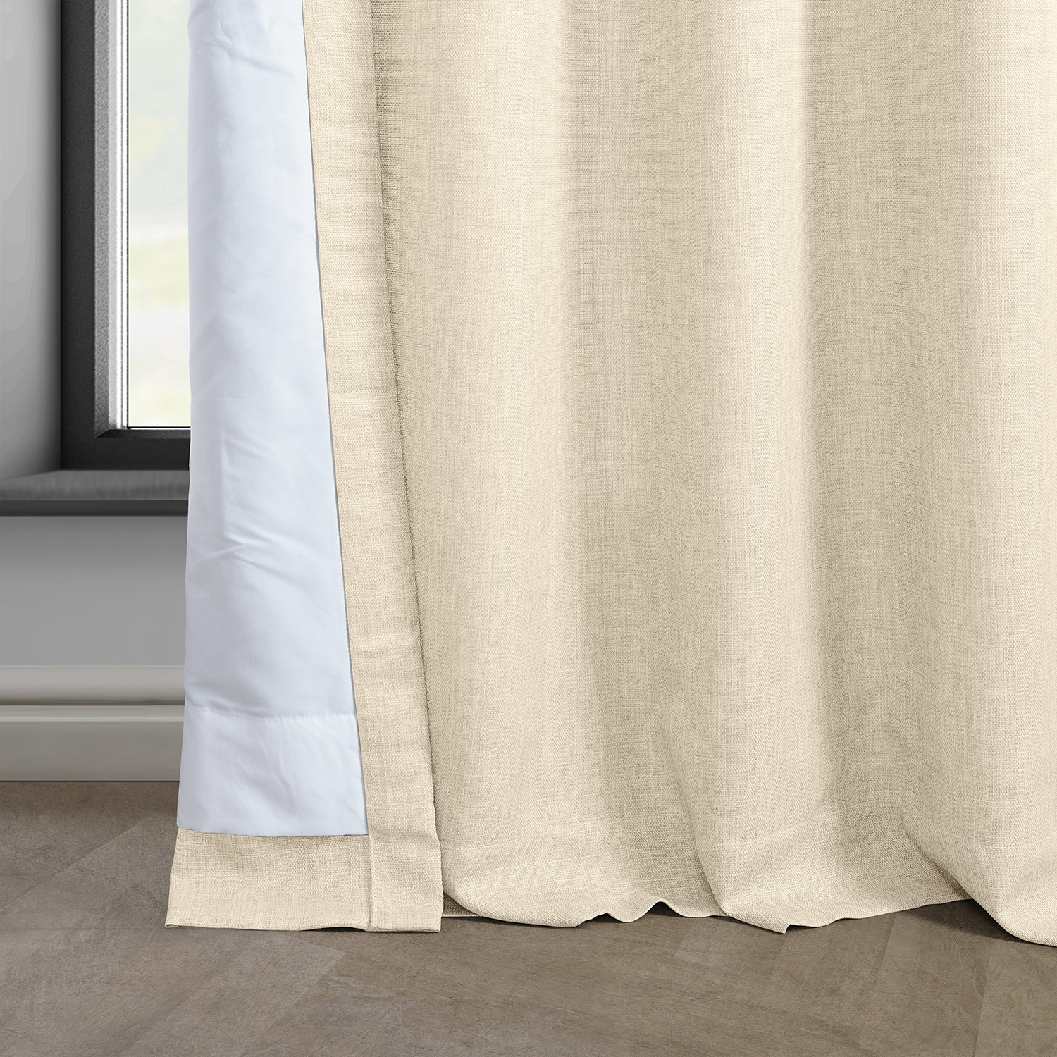 Parchment Cream Italian Faux Linen Grommet Curtain