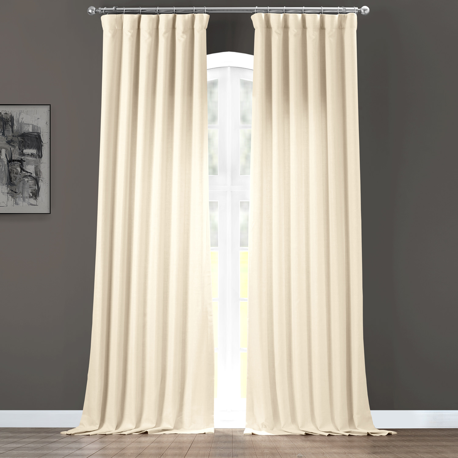 Parchment Cream Italian Faux Linen Curtain