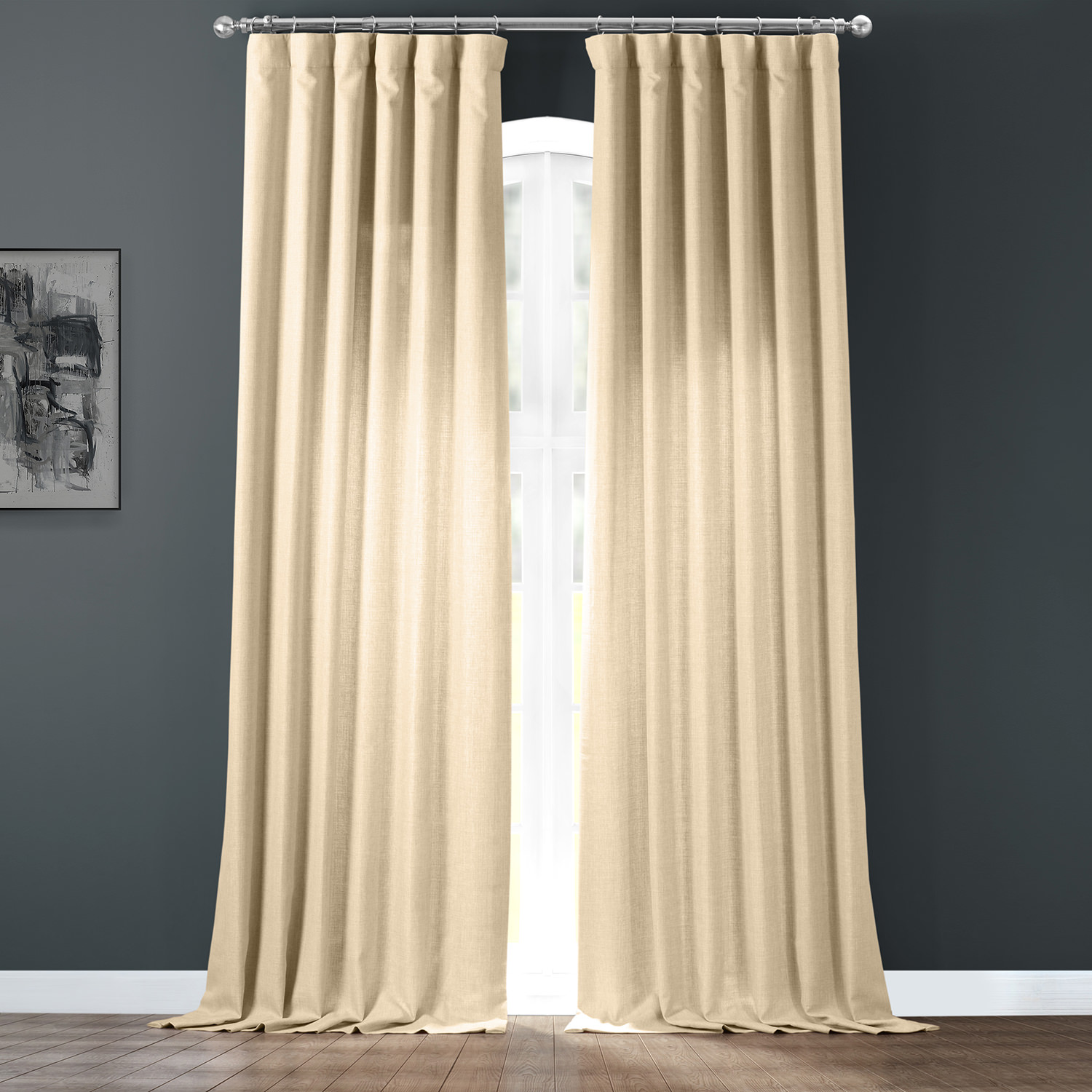 Sepia Beige Italian Faux Linen Curtain