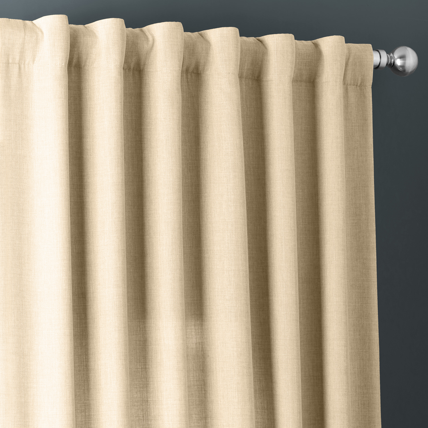 Sepia Beige Italian Faux Linen Curtain