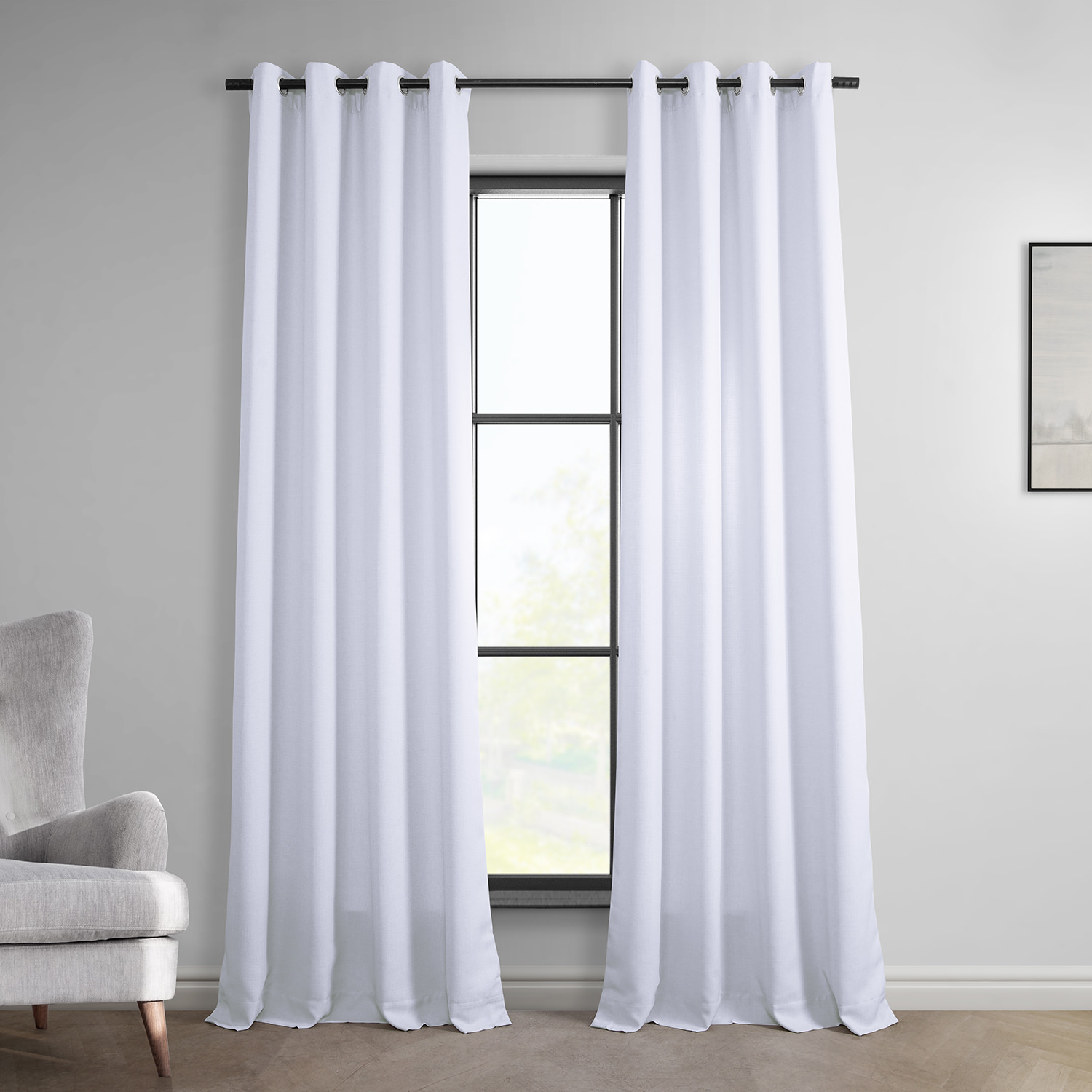 Dove White Italian Faux Linen Grommet Curtain