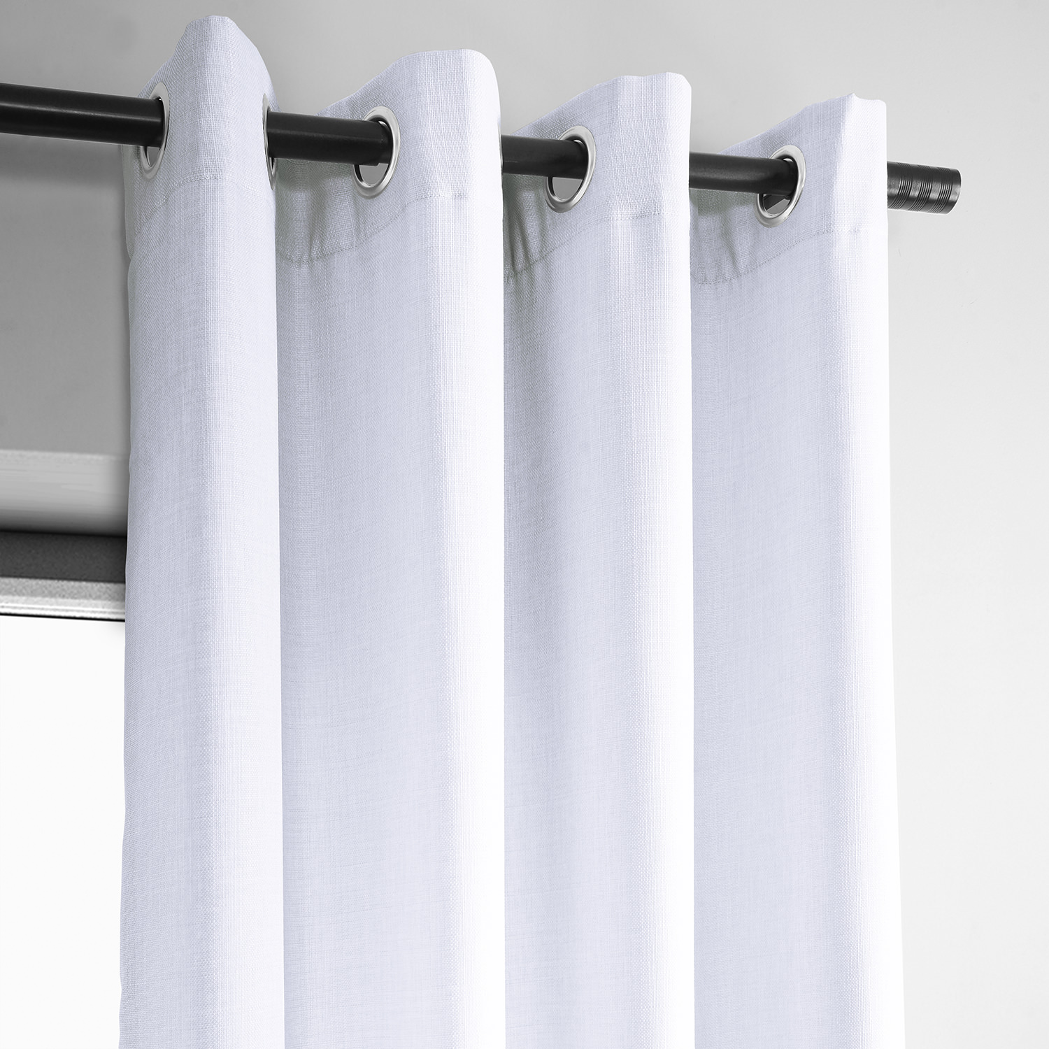 Dove White Italian Faux Linen Grommet Curtain