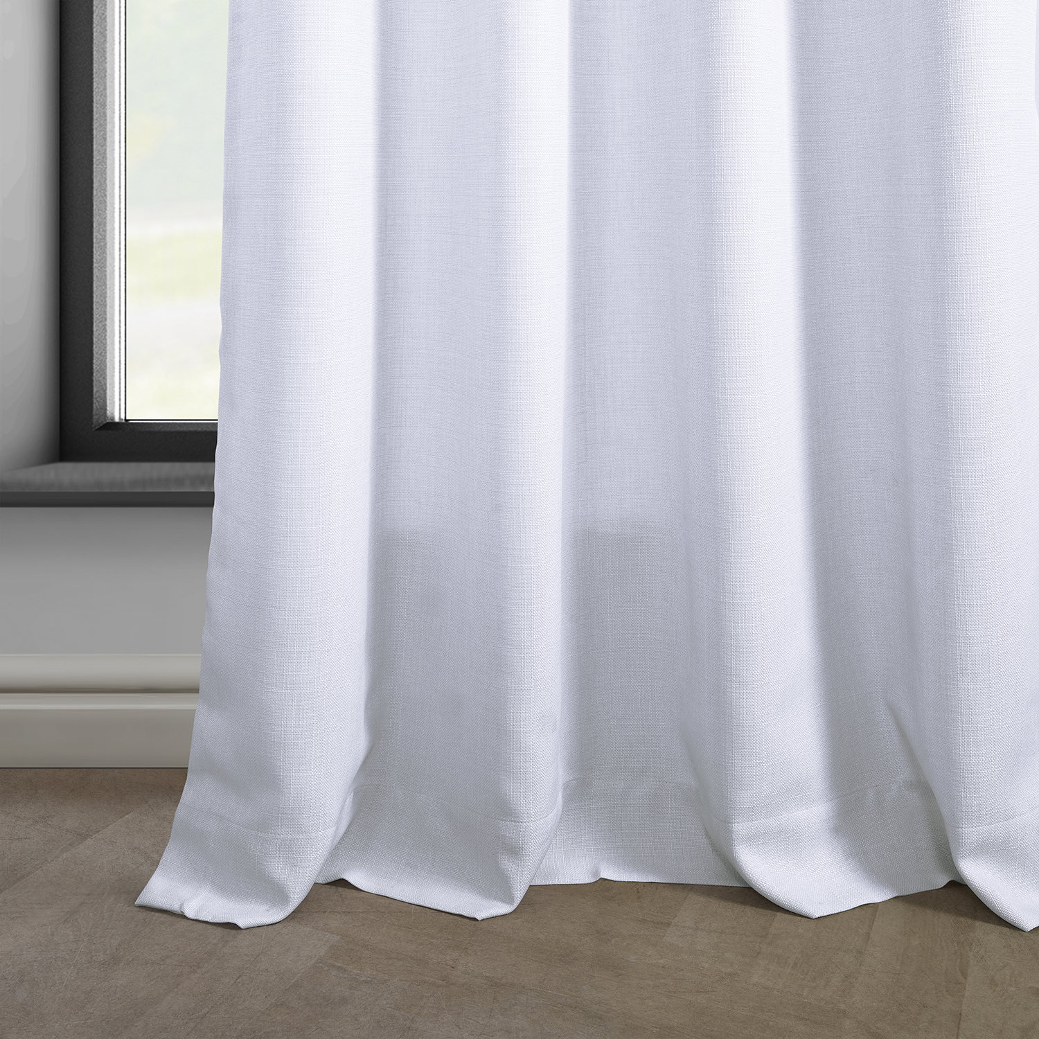 Dove White Italian Faux Linen Grommet Curtain