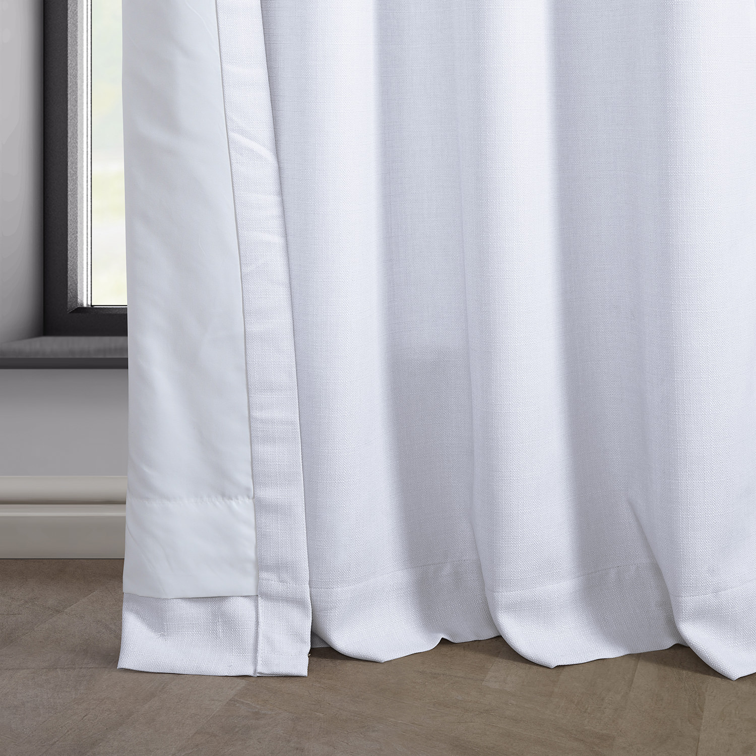 Dove White Italian Faux Linen Grommet Curtain