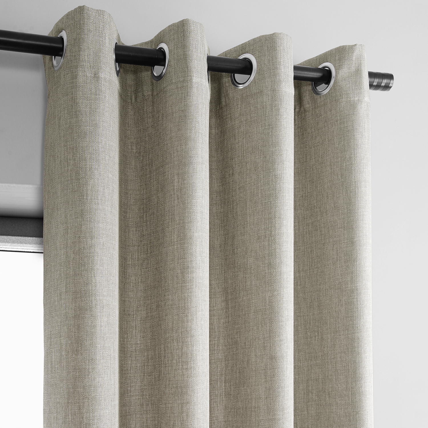 Taupe Grey Italian Faux Linen Grommet Curtain