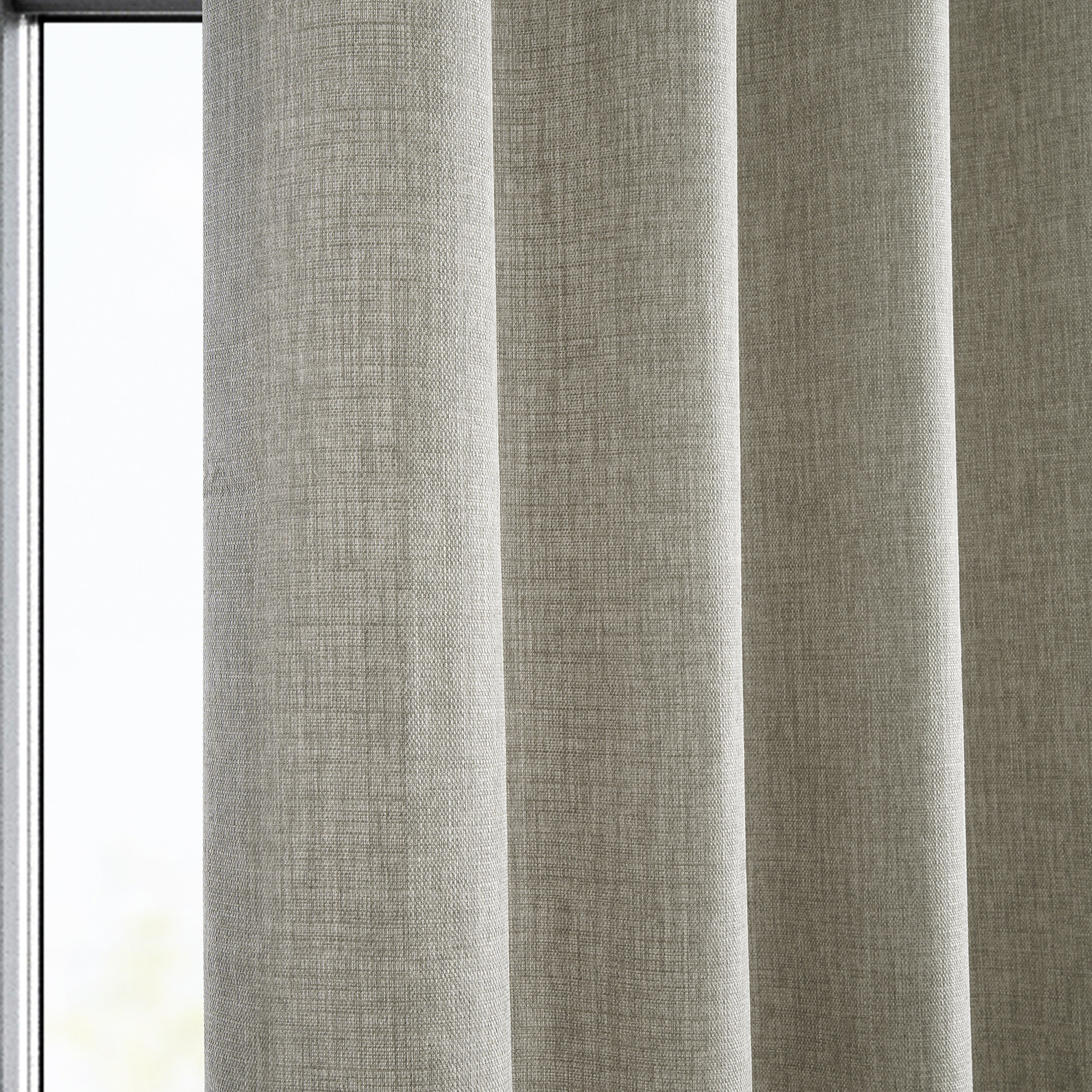 Taupe Grey Italian Faux Linen Grommet Curtain