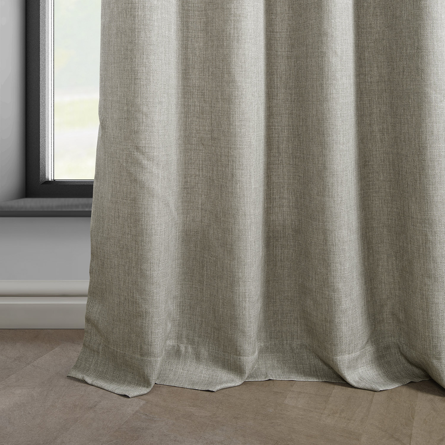 Taupe Grey Italian Faux Linen Grommet Curtain