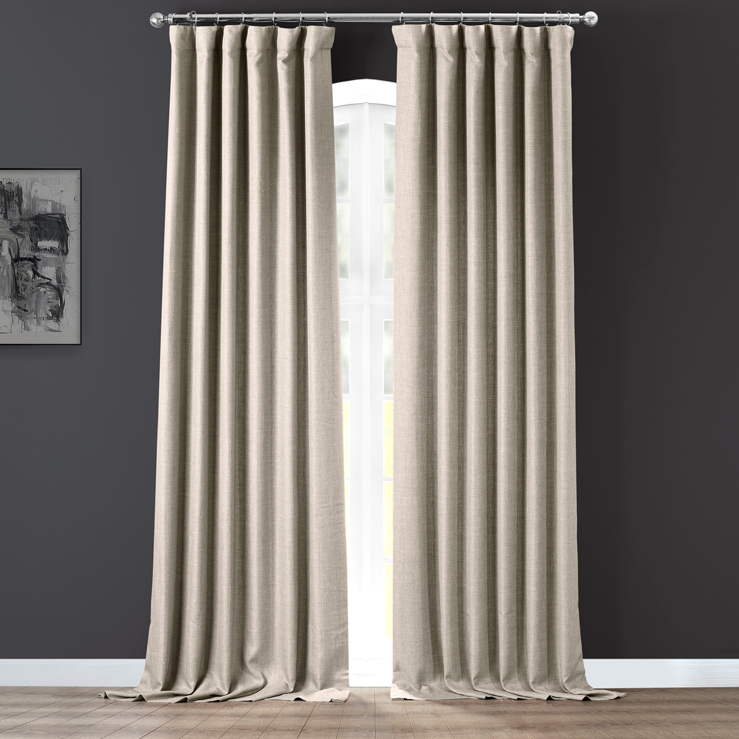 Taupe Grey Italian Faux Linen Curtain