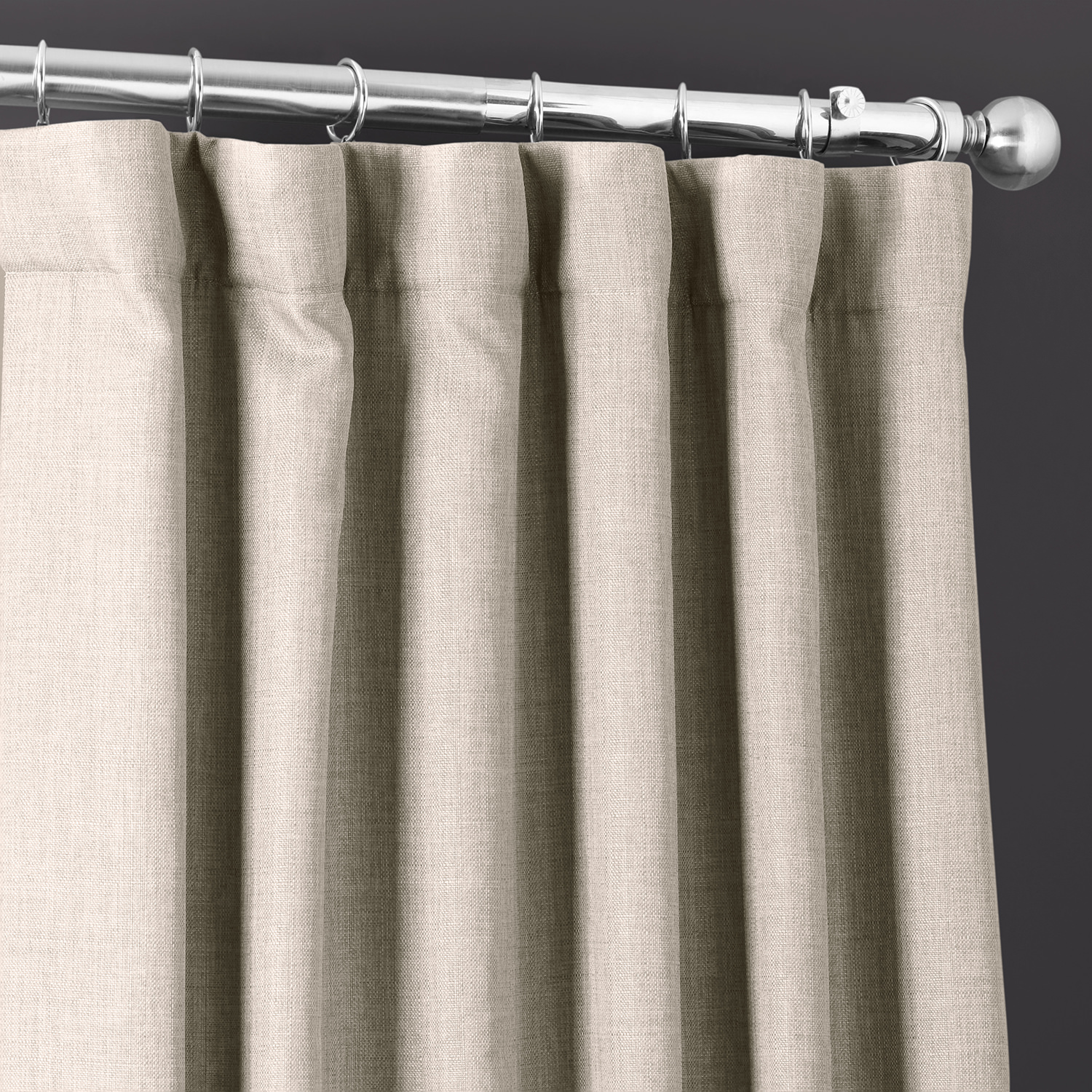 Taupe Grey Italian Faux Linen Curtain