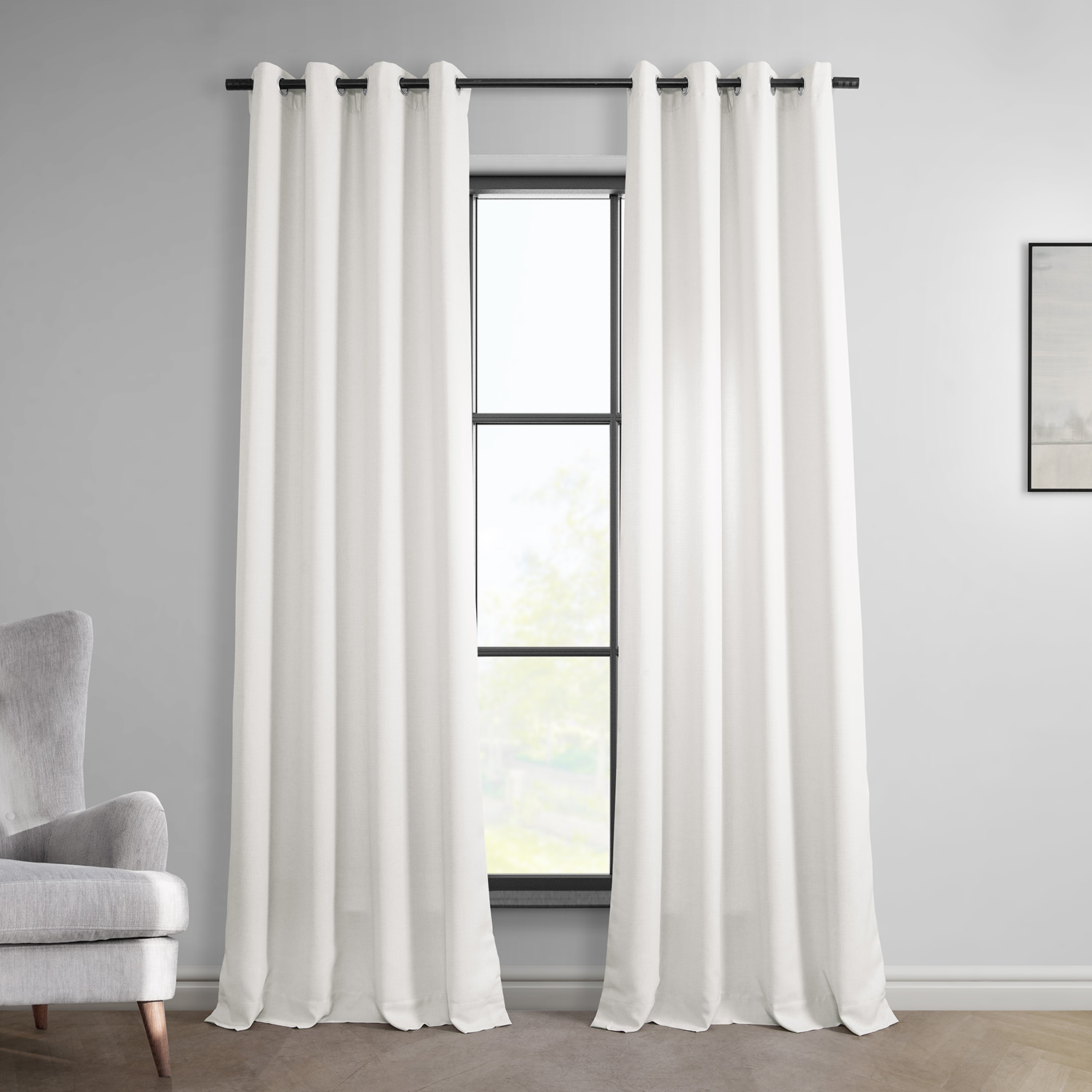 Magnolia Off White Italian Faux Linen Grommet Curtain