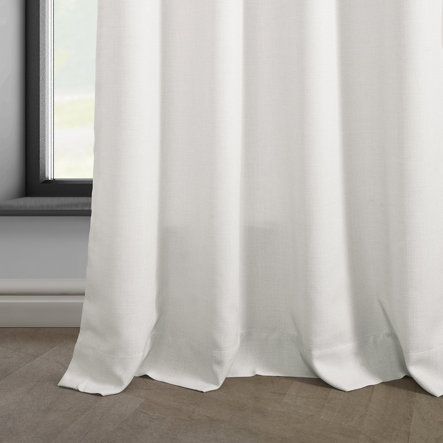 Magnolia Off White Italian Faux Linen Grommet Curtain