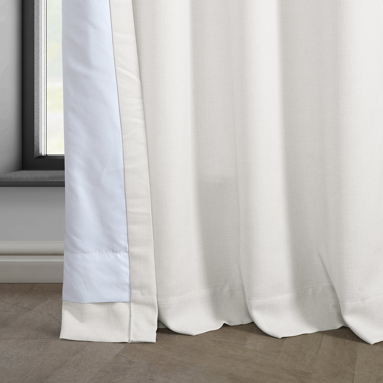 Magnolia Off White Italian Faux Linen Grommet Curtain