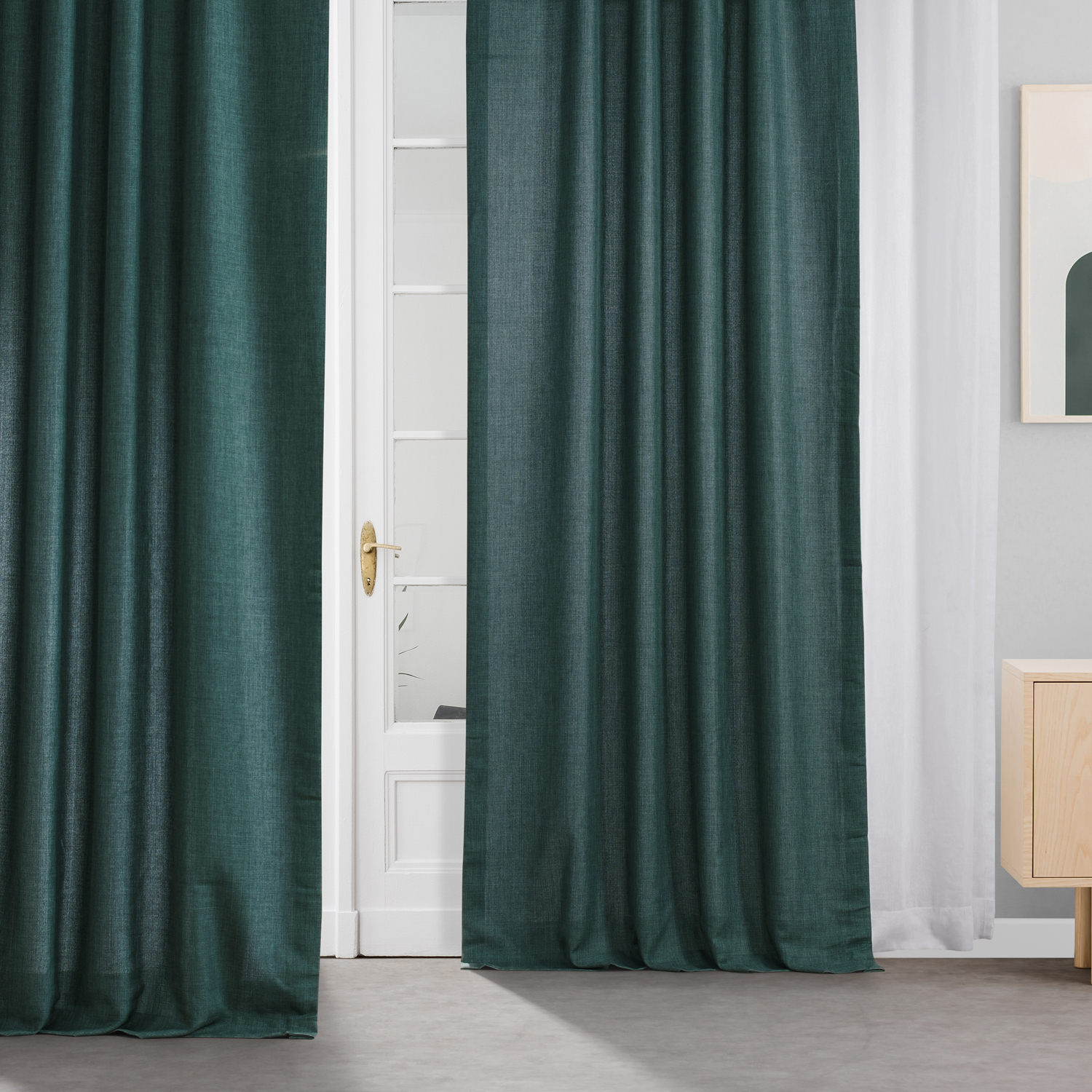 Empire Green Italian Faux Linen Curtain