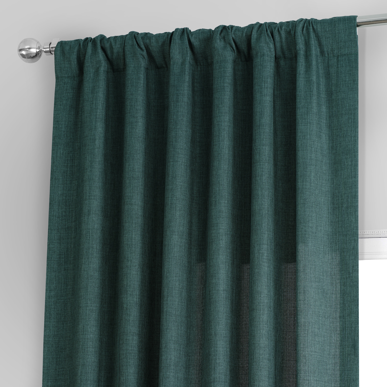 Empire Green Italian Faux Linen Curtain