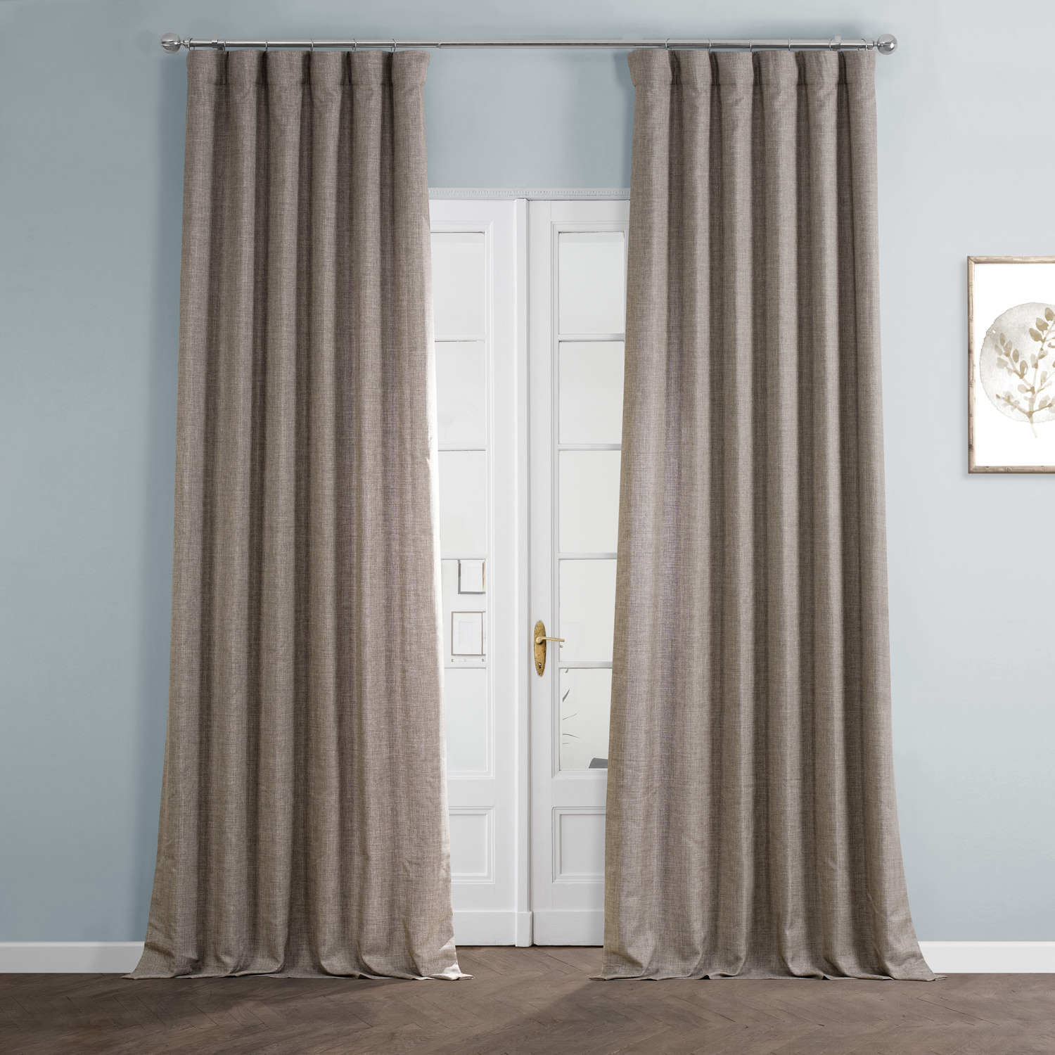 Hummingbird Brown Italian Faux Linen Curtain