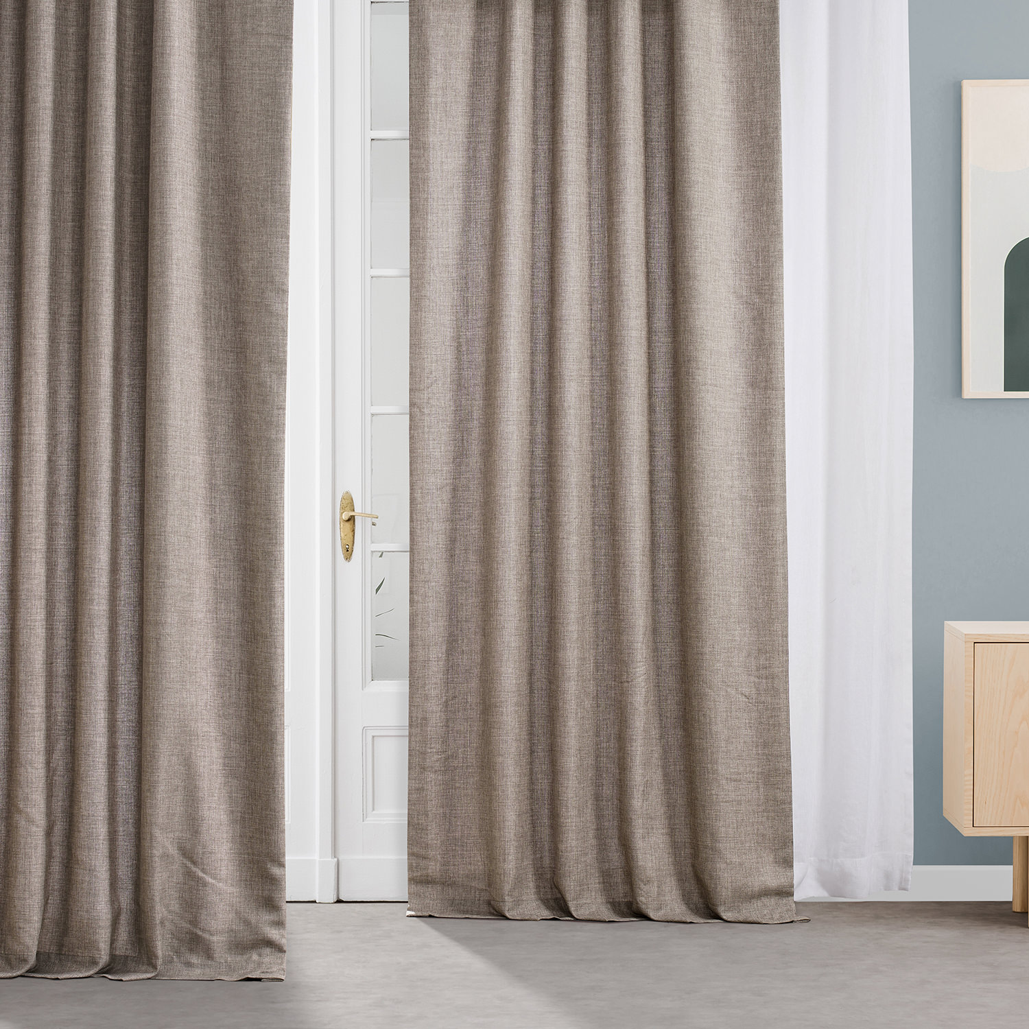 Hummingbird Brown Italian Faux Linen Curtain