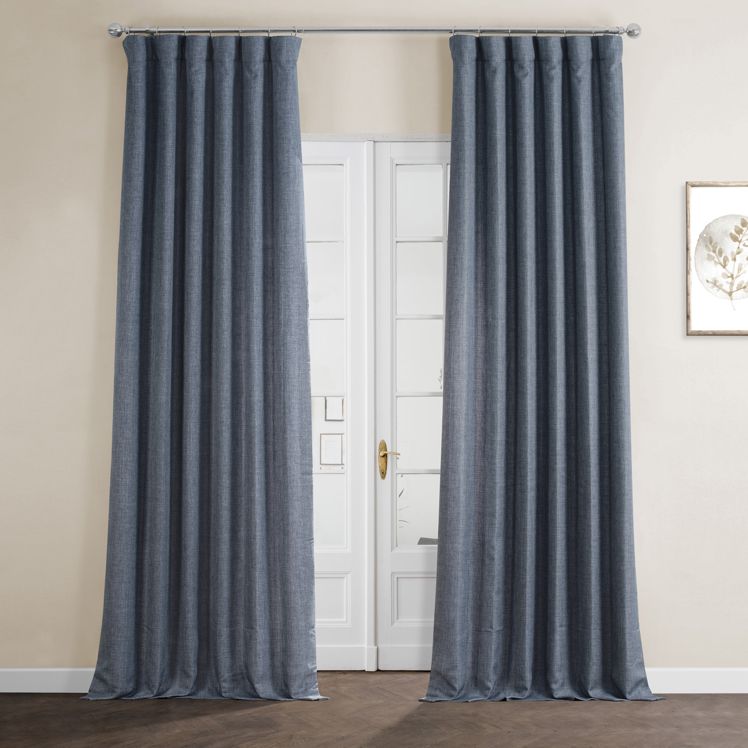 Sweden Blue Italian Faux Linen Curtain