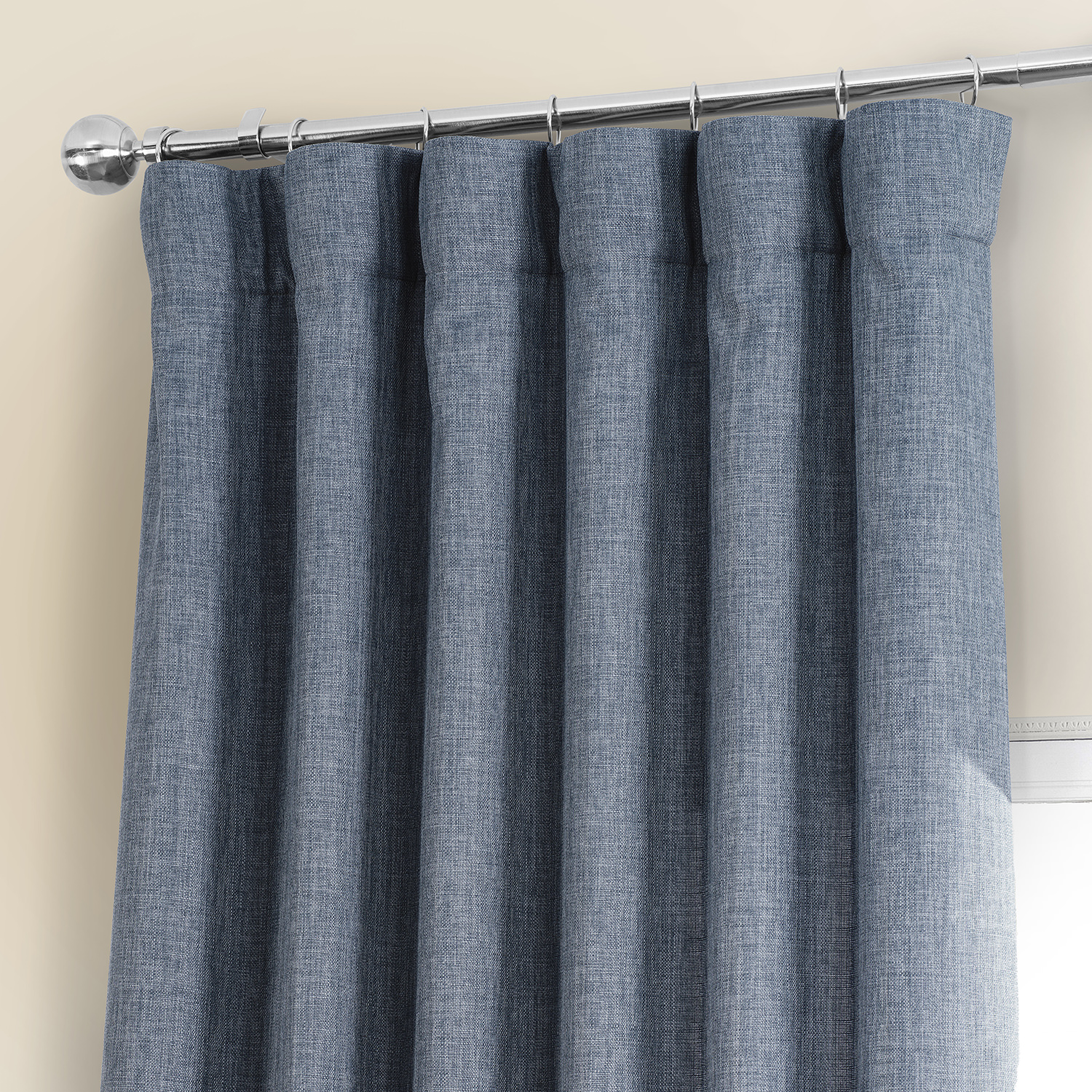 Sweden Blue Italian Faux Linen Curtain