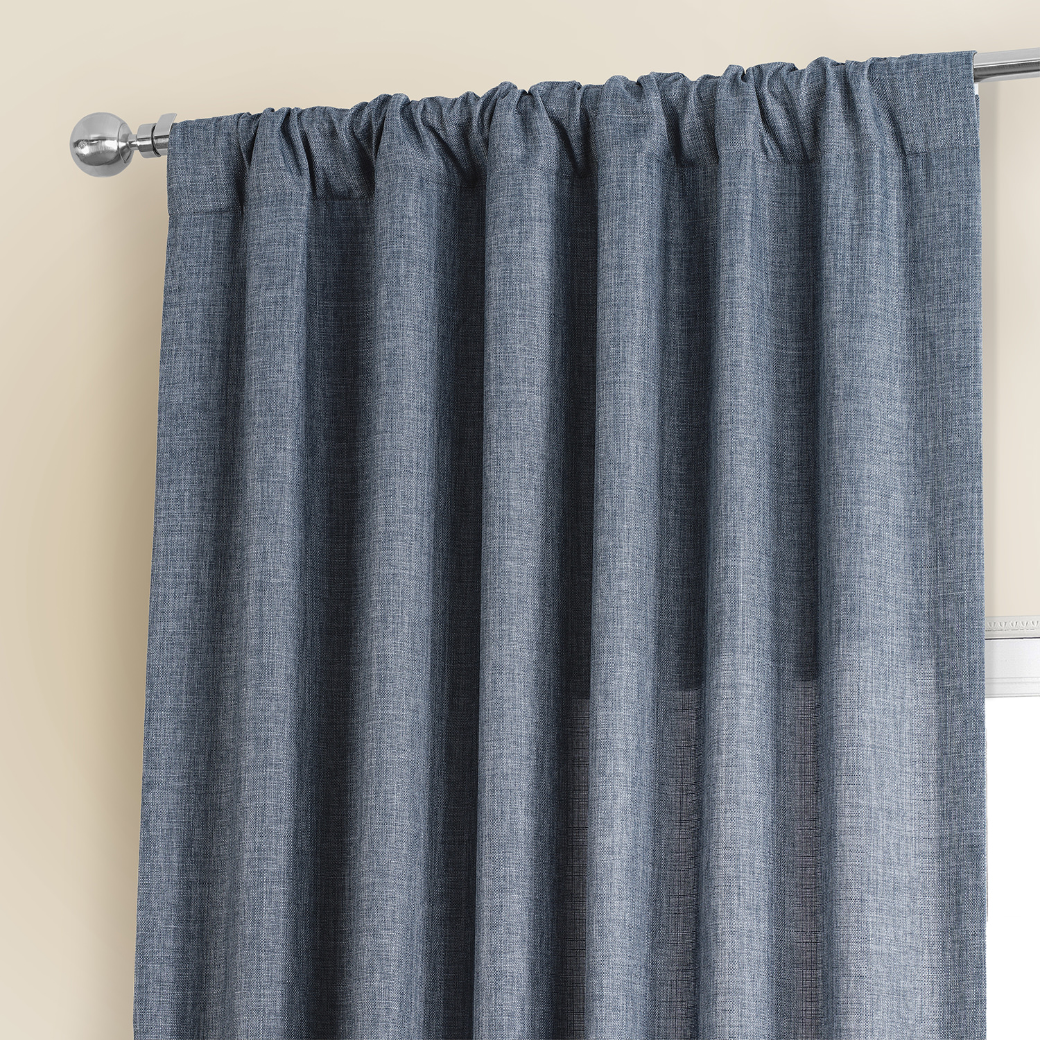 Sweden Blue Italian Faux Linen Curtain