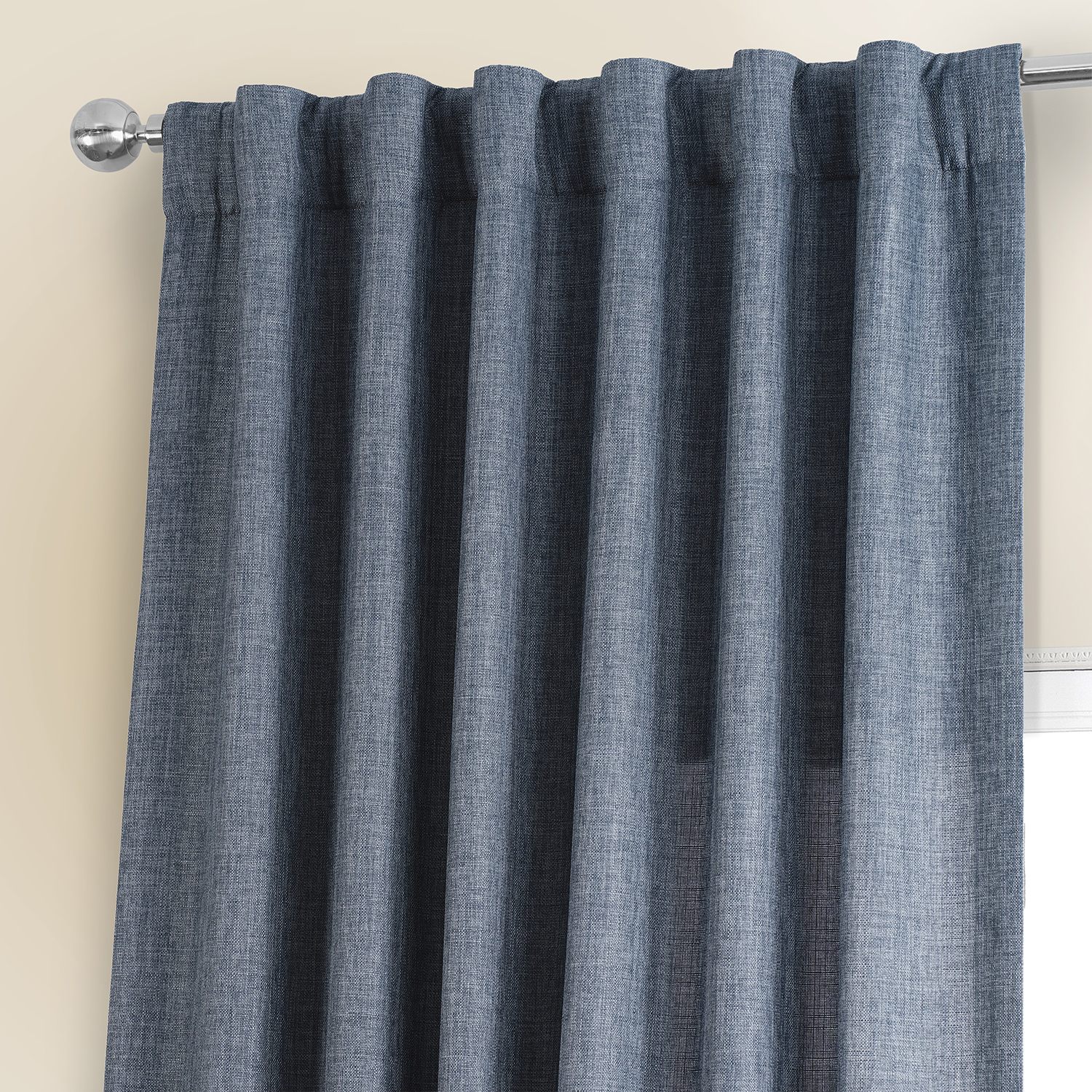 Sweden Blue Italian Faux Linen Curtain