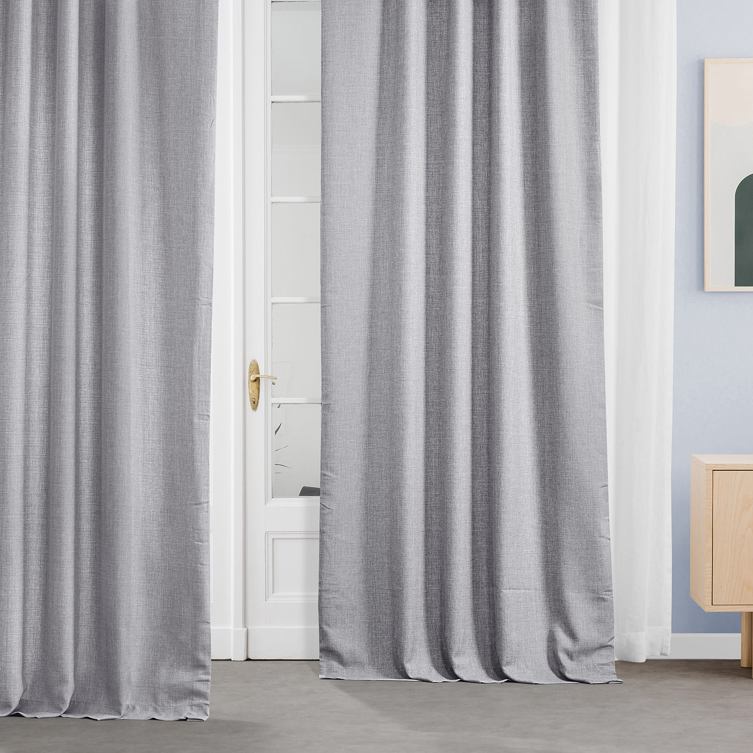 Portrait Grey Italian Faux Linen Curtain