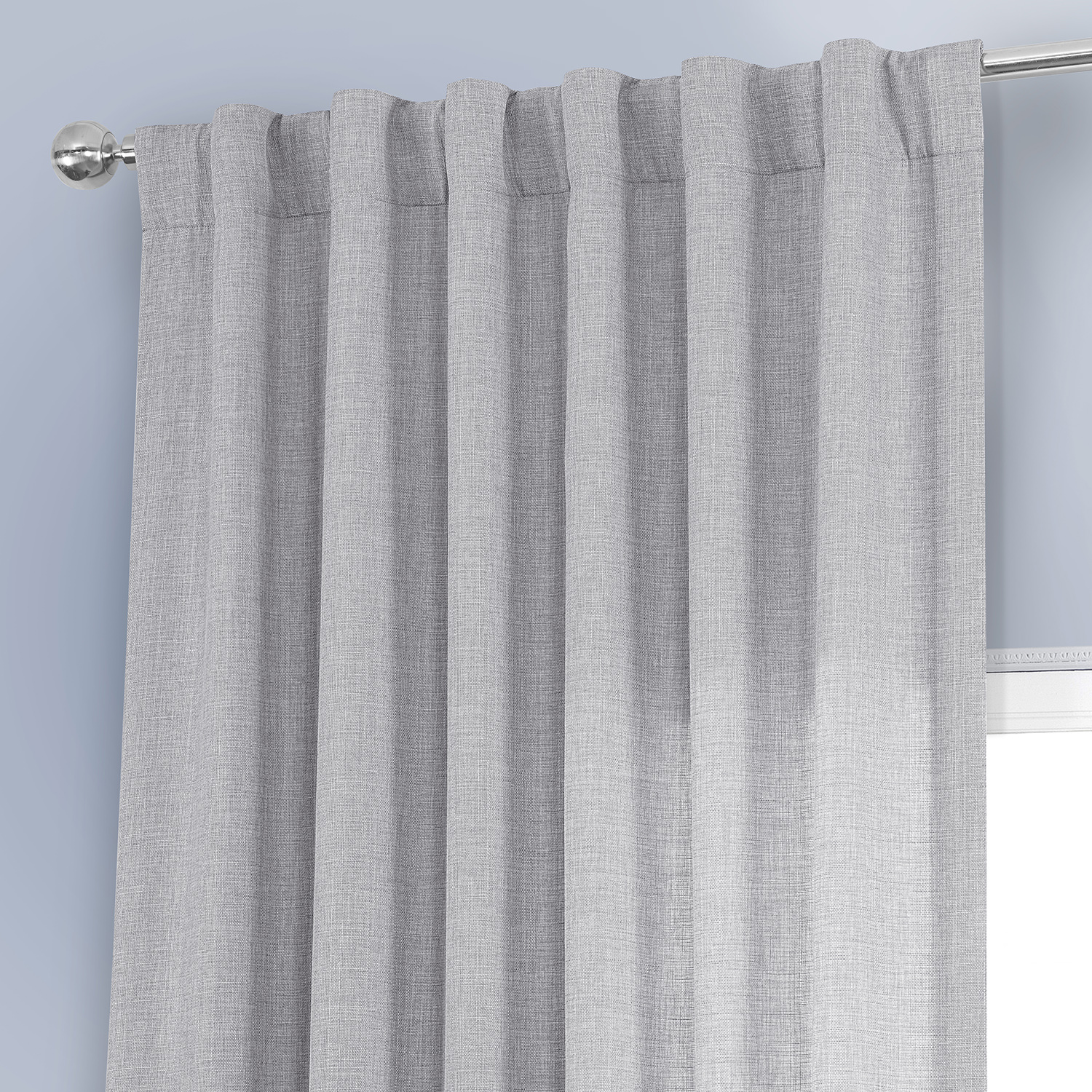 Portrait Grey Italian Faux Linen Curtain