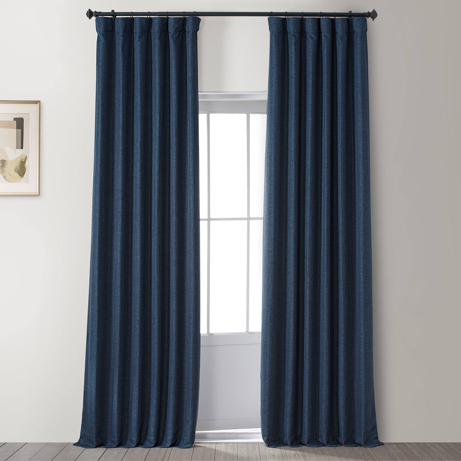 Signature Voyager Blue Faux Linen Blackout Curtain