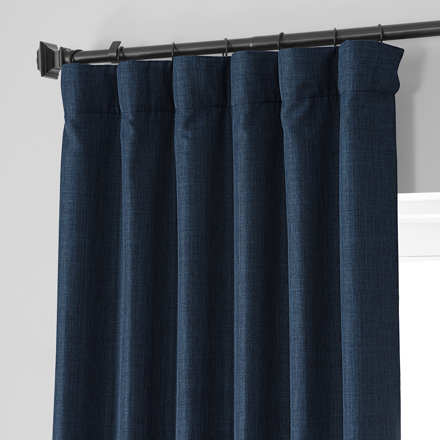 Signature Voyager Blue Faux Linen Blackout Curtain