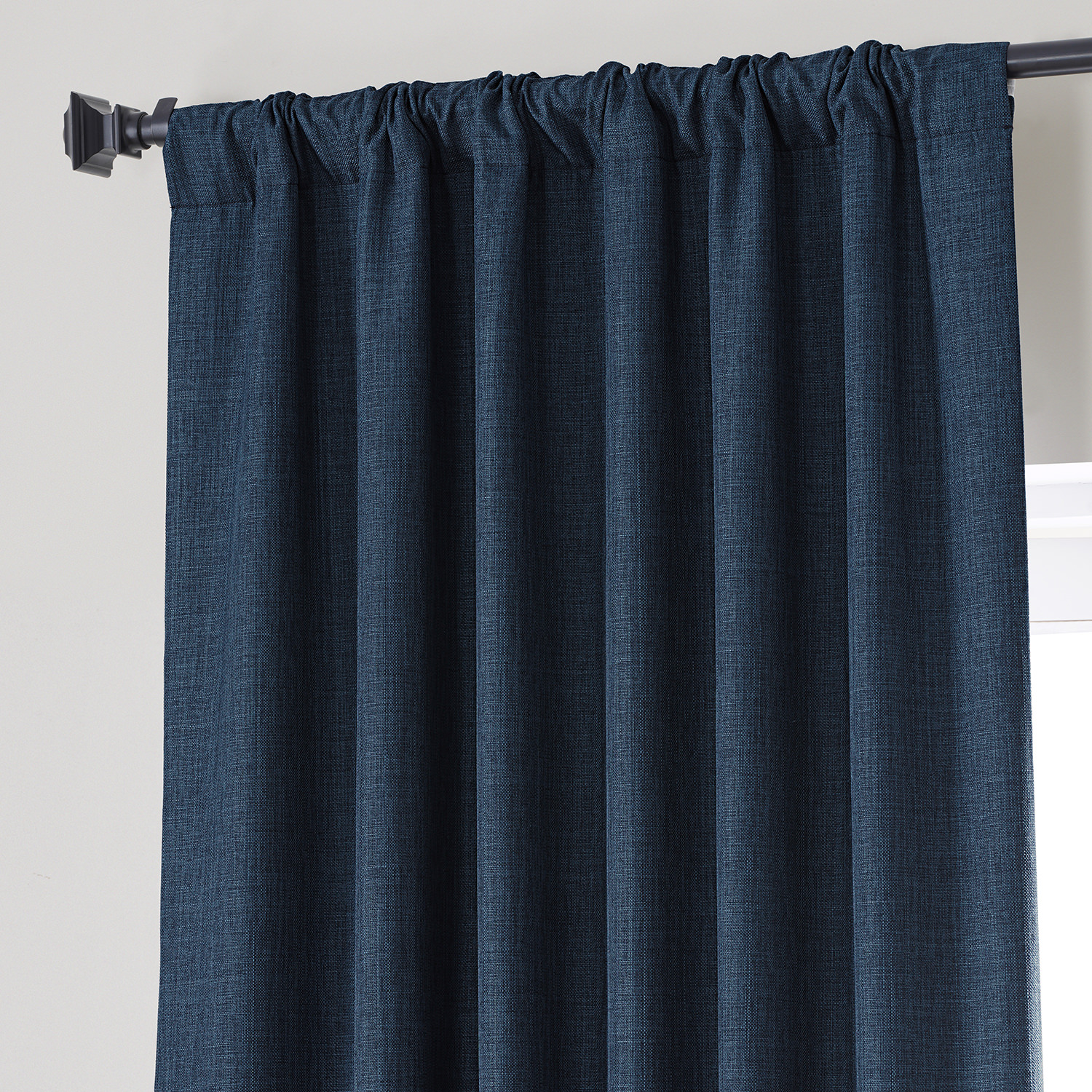 Signature Voyager Blue Faux Linen Blackout Curtain