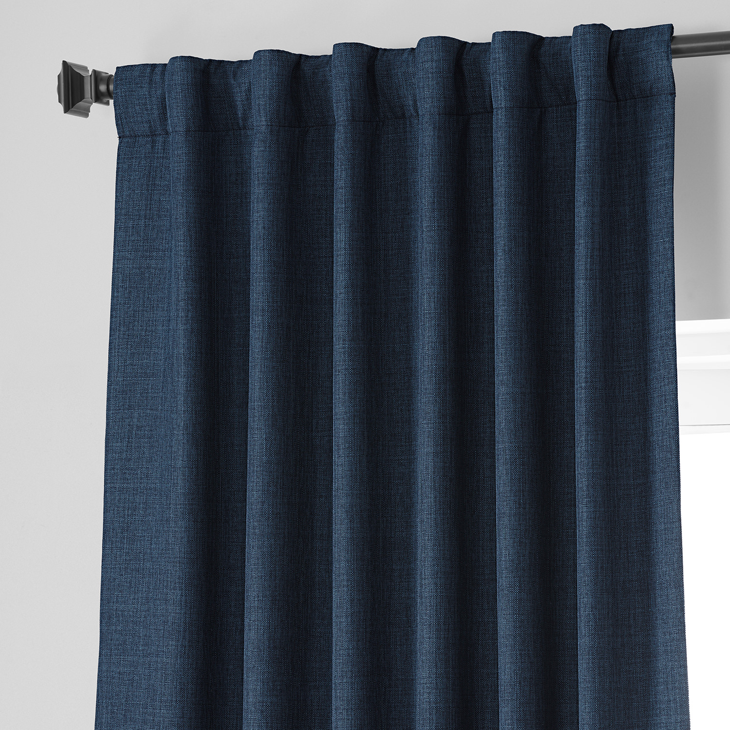 Signature Voyager Blue Faux Linen Blackout Curtain