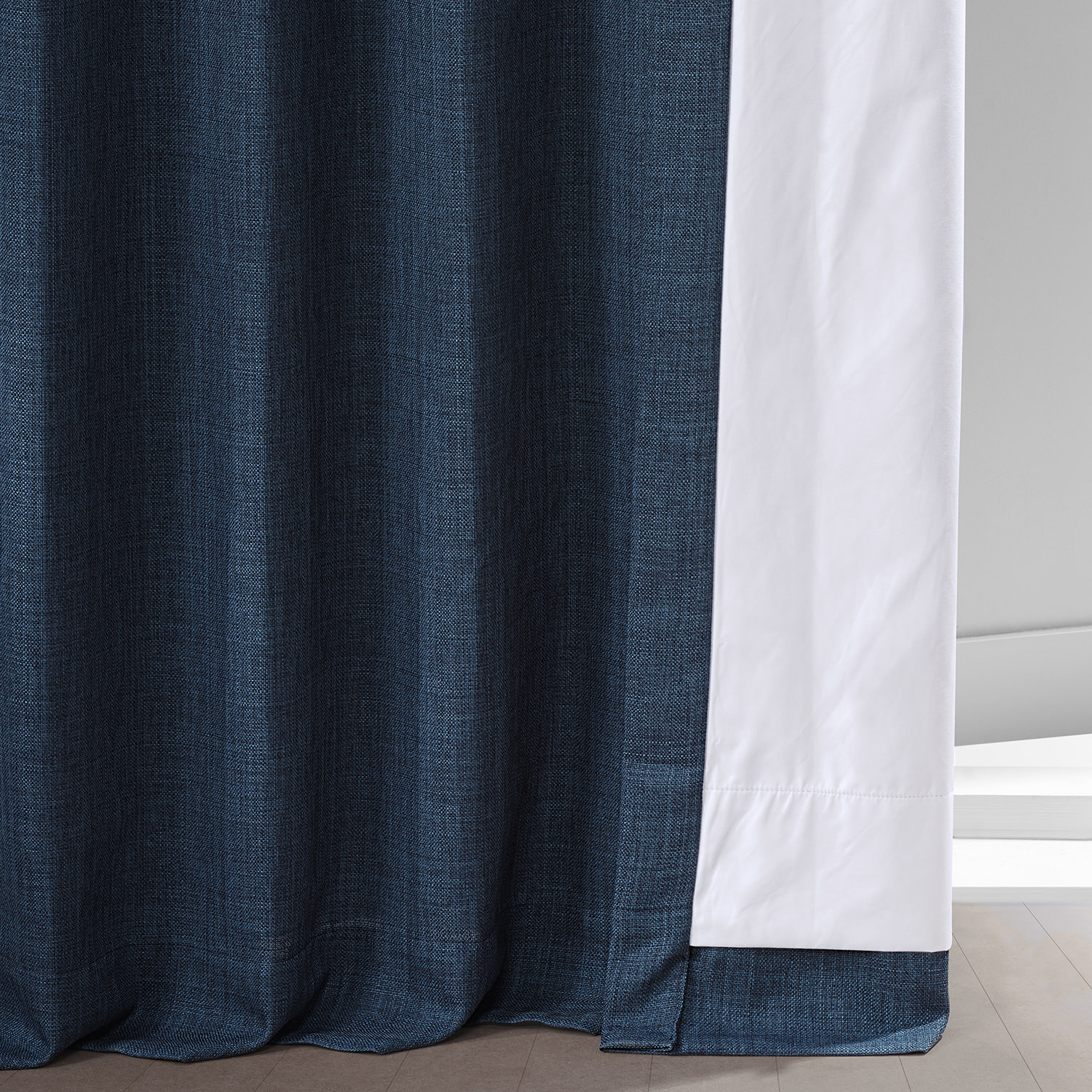 Signature Voyager Blue Faux Linen Blackout Curtain