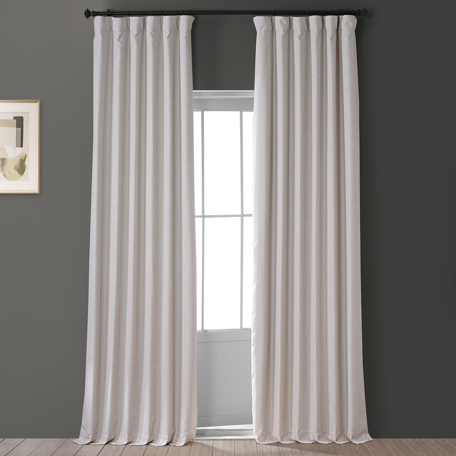 Signature Caravan Beige Faux Linen Blackout Curtain