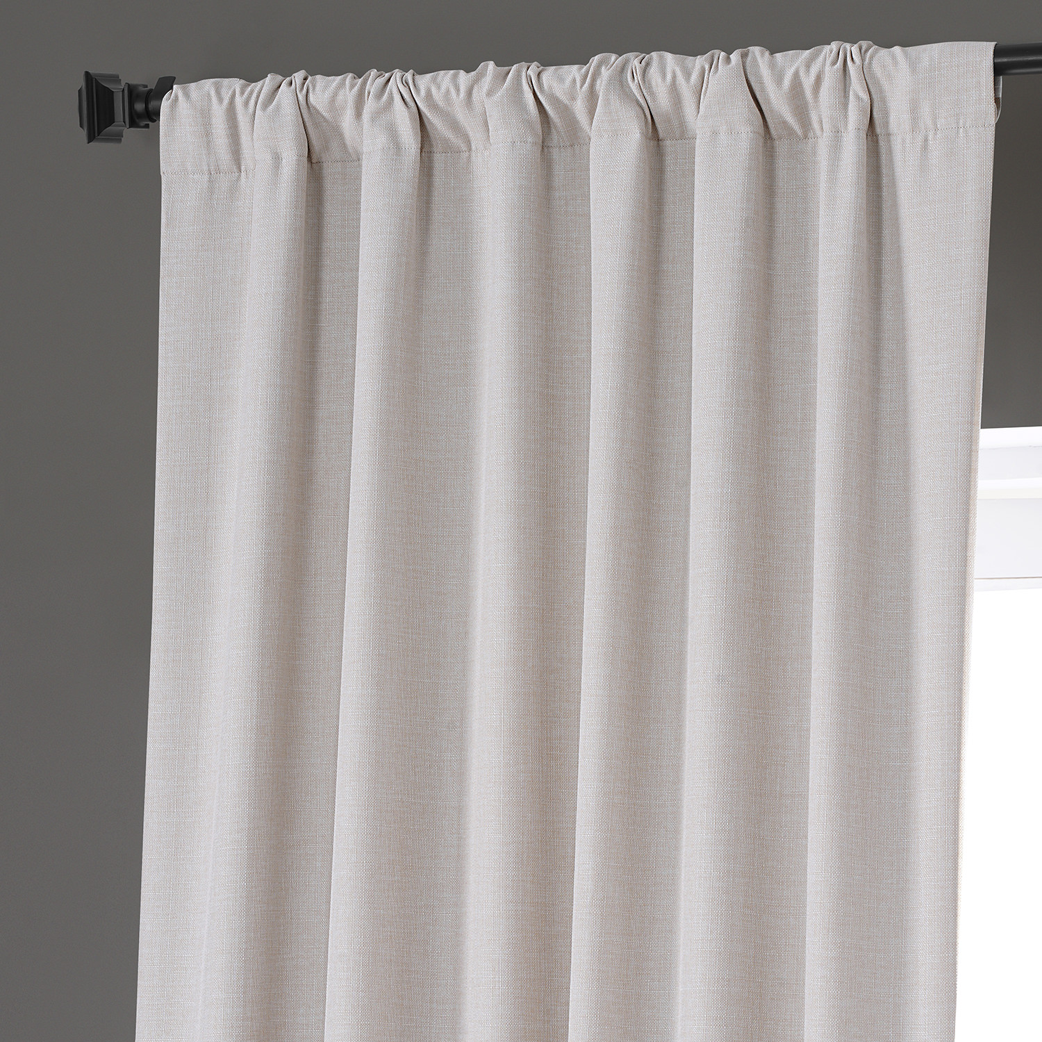 Signature Caravan Beige Faux Linen Blackout Curtain