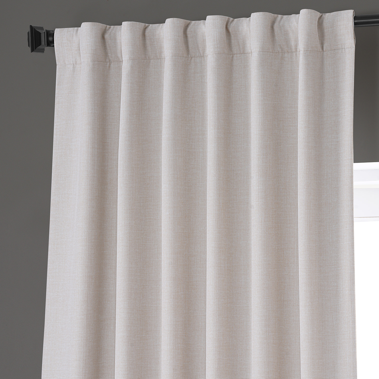 Signature Caravan Beige Faux Linen Blackout Curtain