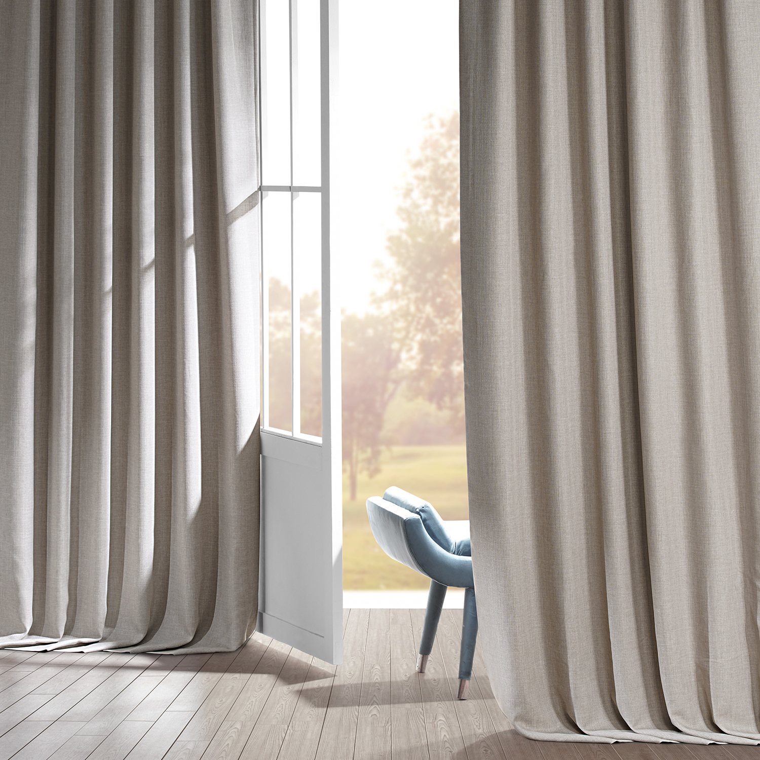 Signature Safari Tan Faux Linen Blackout Curtain