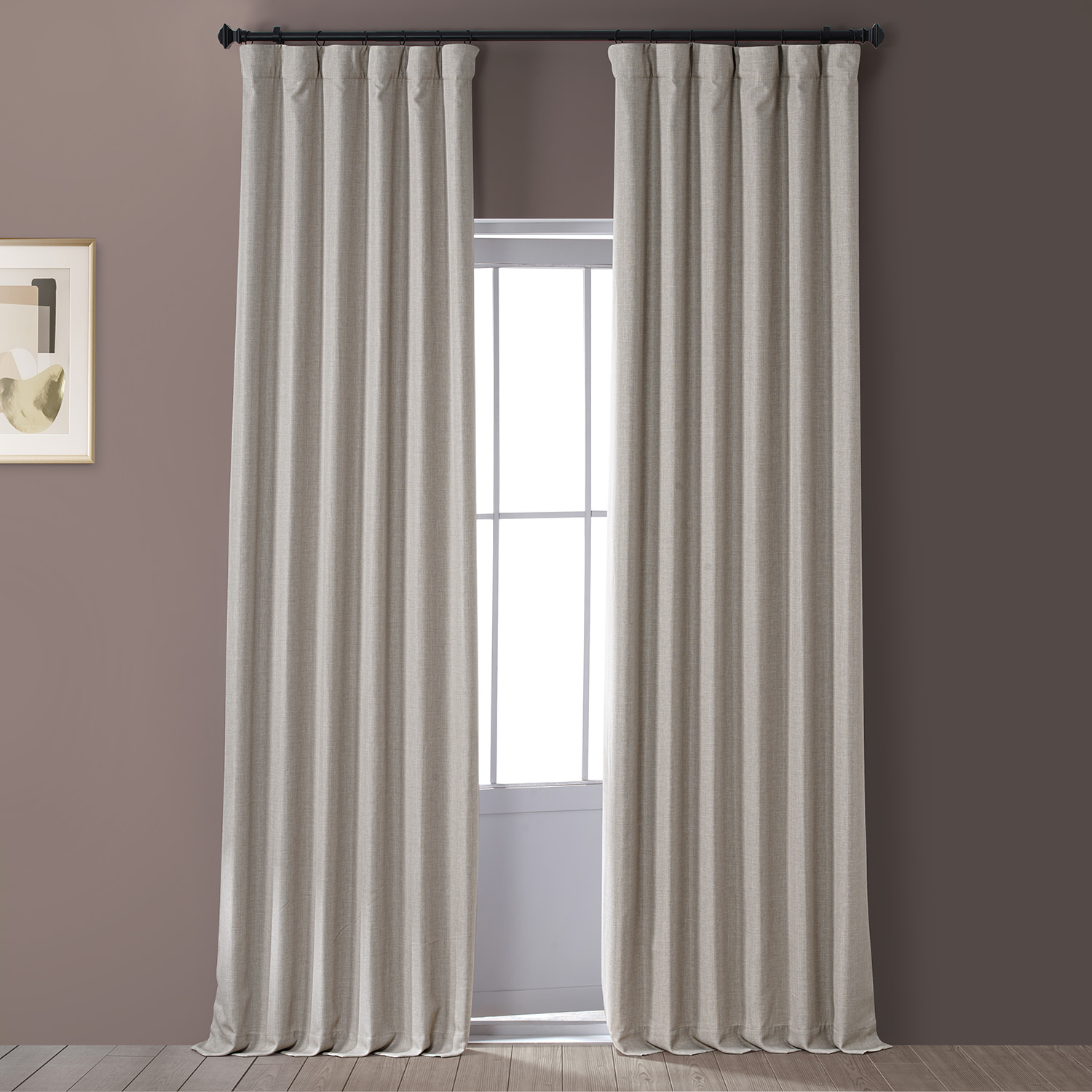 Signature Safari Tan Faux Linen Blackout Curtain