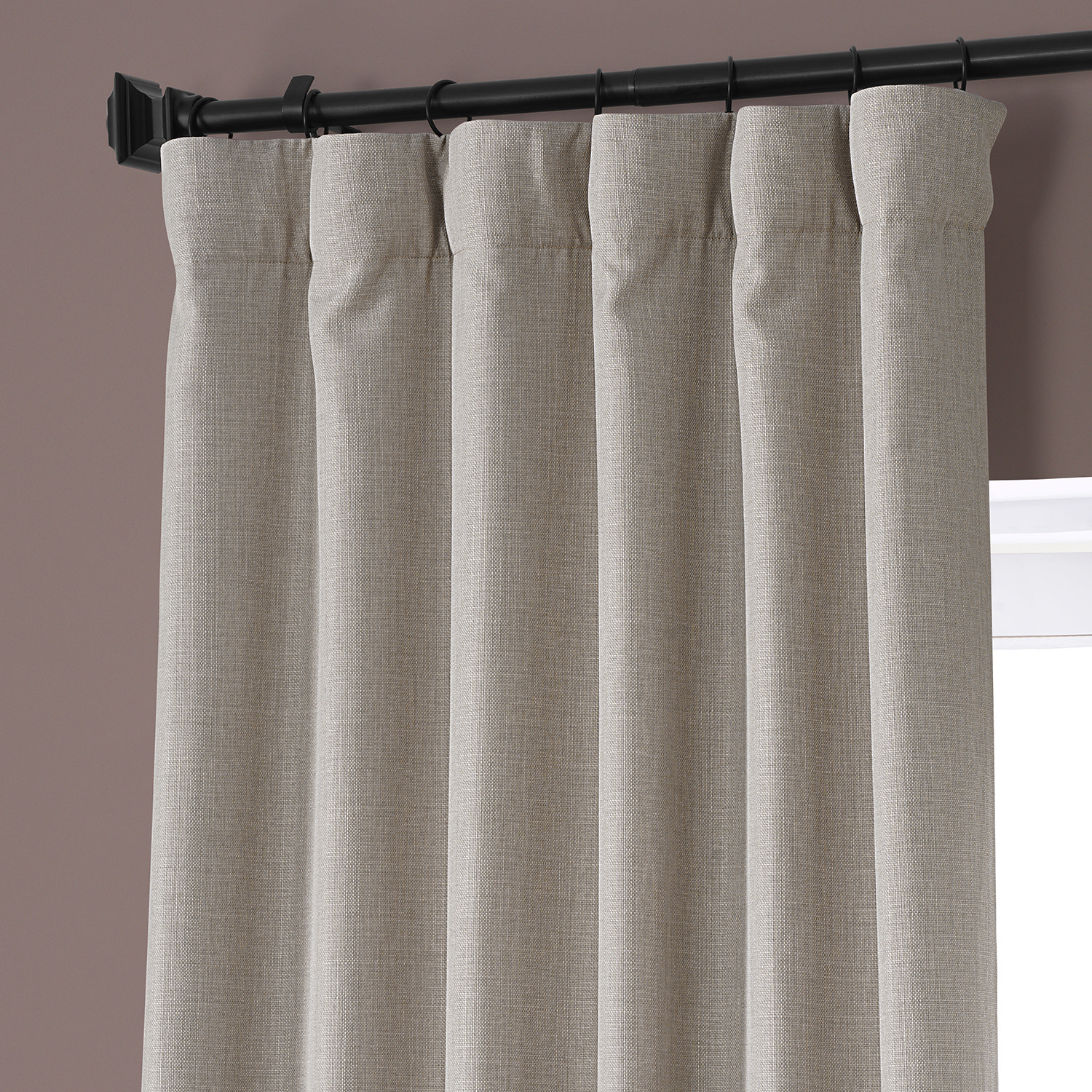 Signature Safari Tan Faux Linen Blackout Curtain