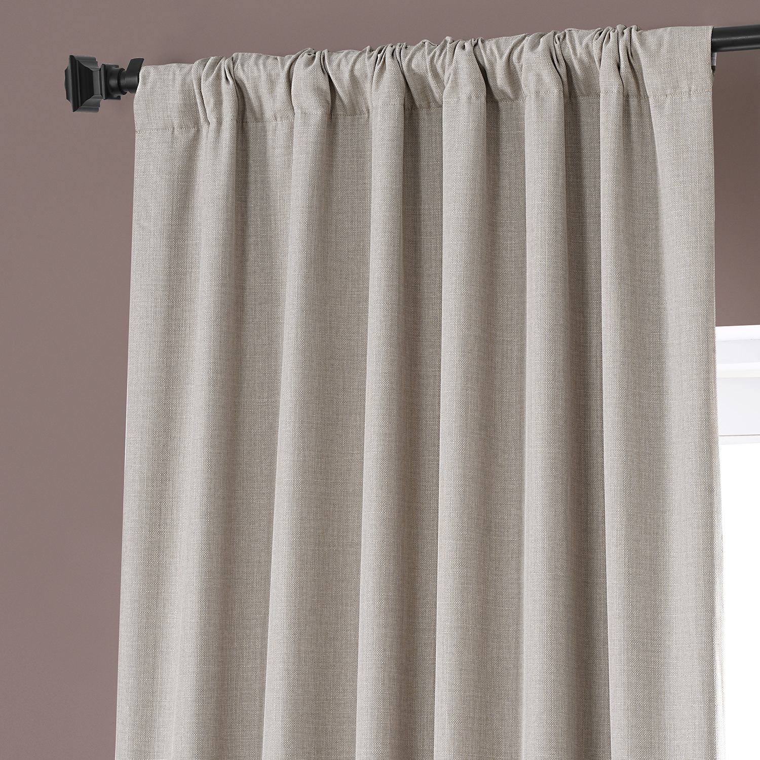 Signature Safari Tan Faux Linen Blackout Curtain