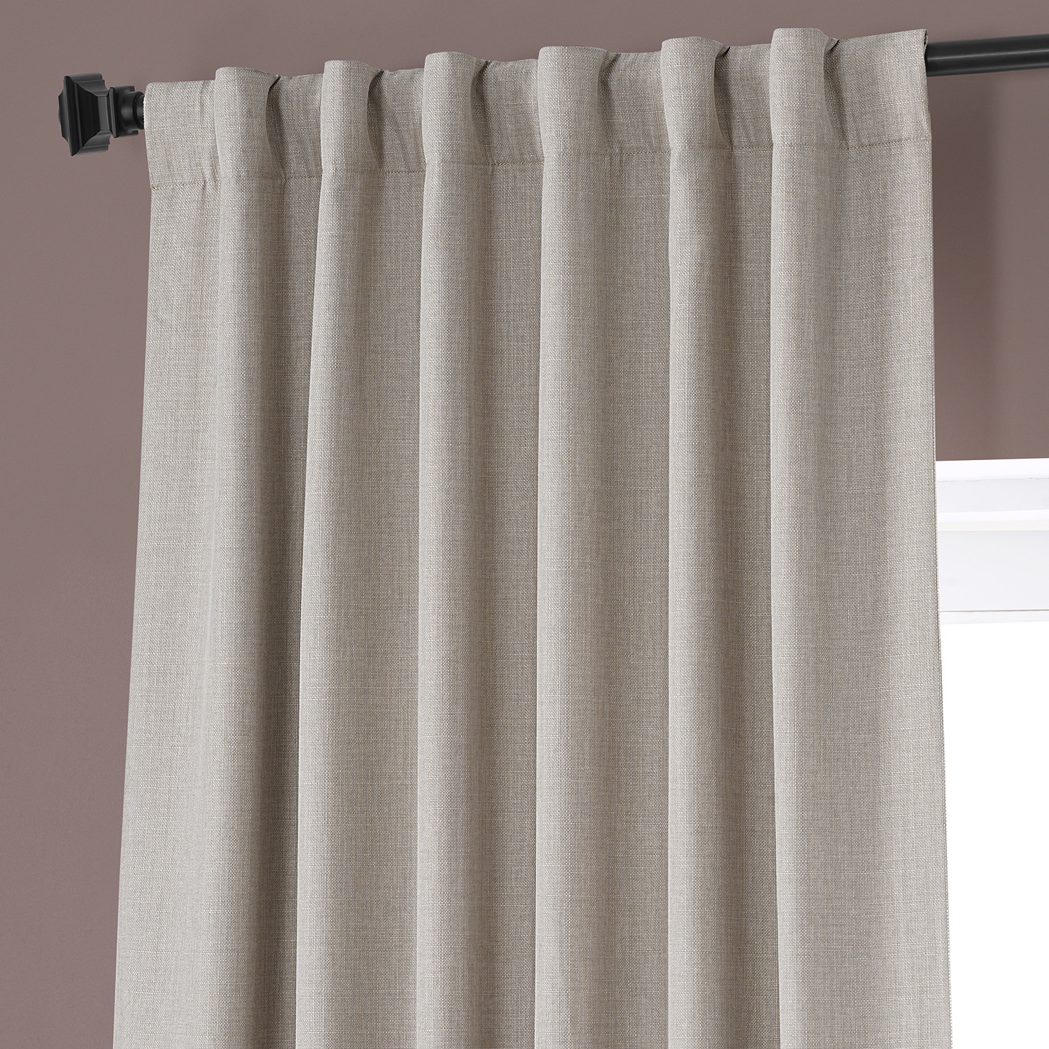 Signature Safari Tan Faux Linen Blackout Curtain