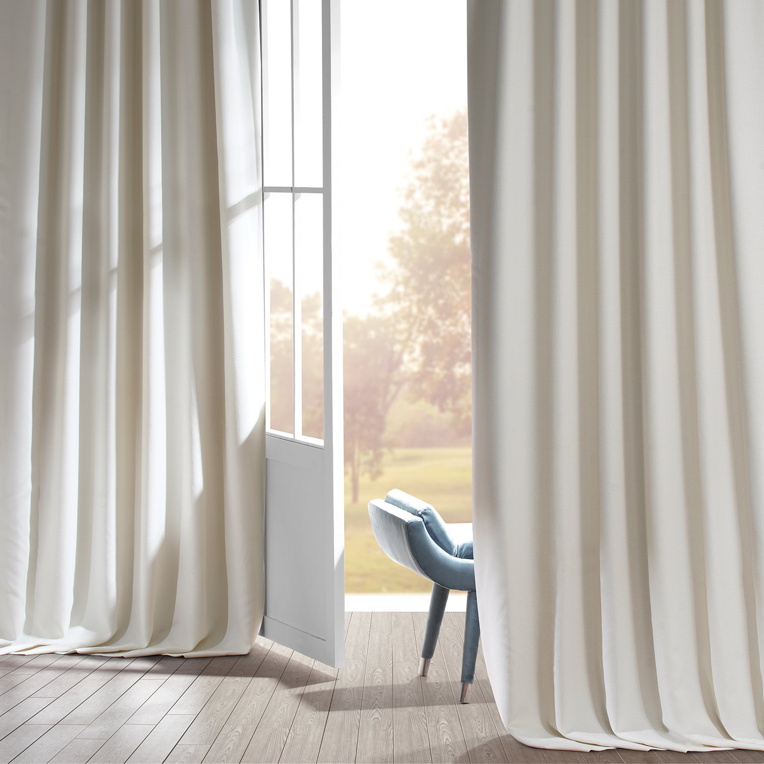 Signature Excursion Ivory Faux Linen Blackout Curtain