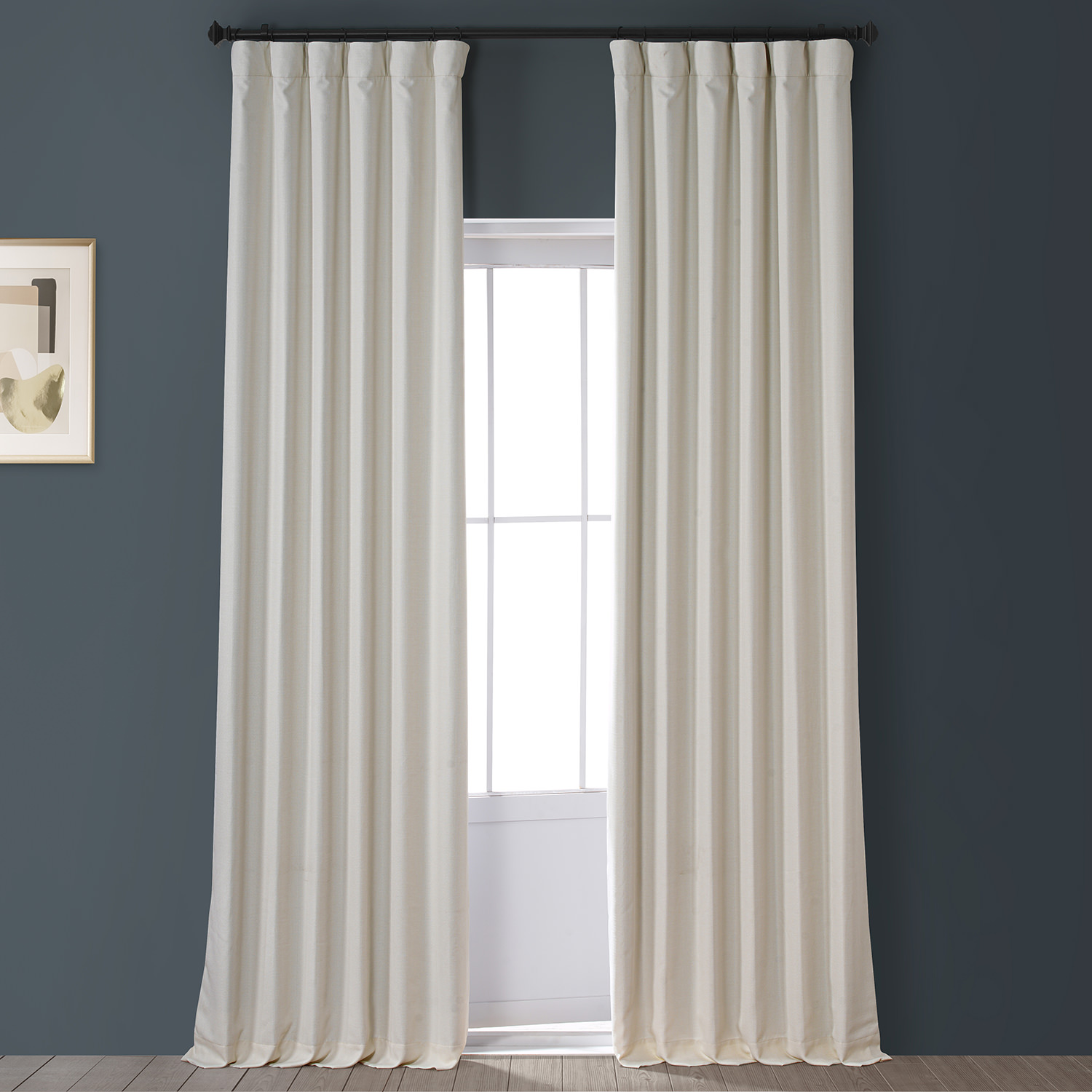 Signature Excursion Ivory Faux Linen Blackout Curtain