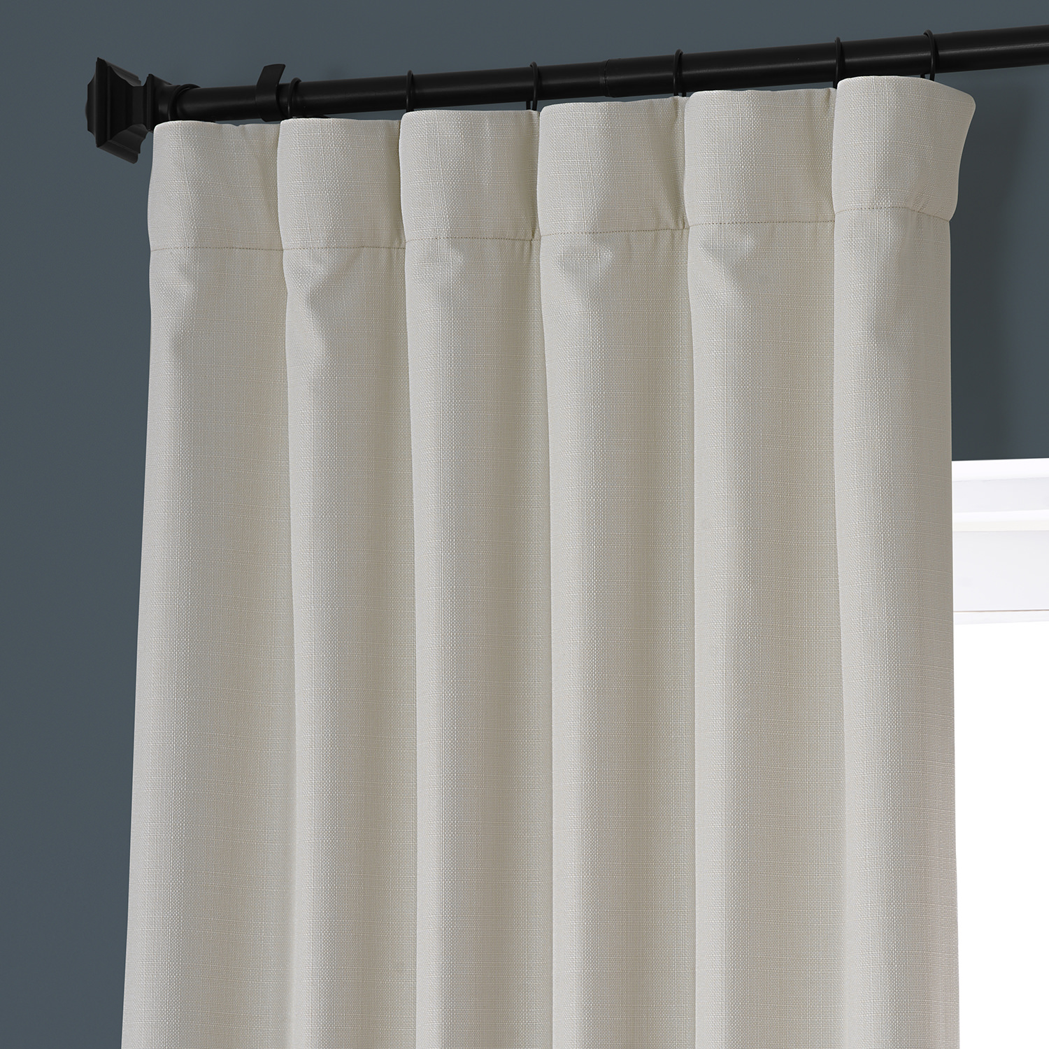 Signature Excursion Ivory Faux Linen Blackout Curtain