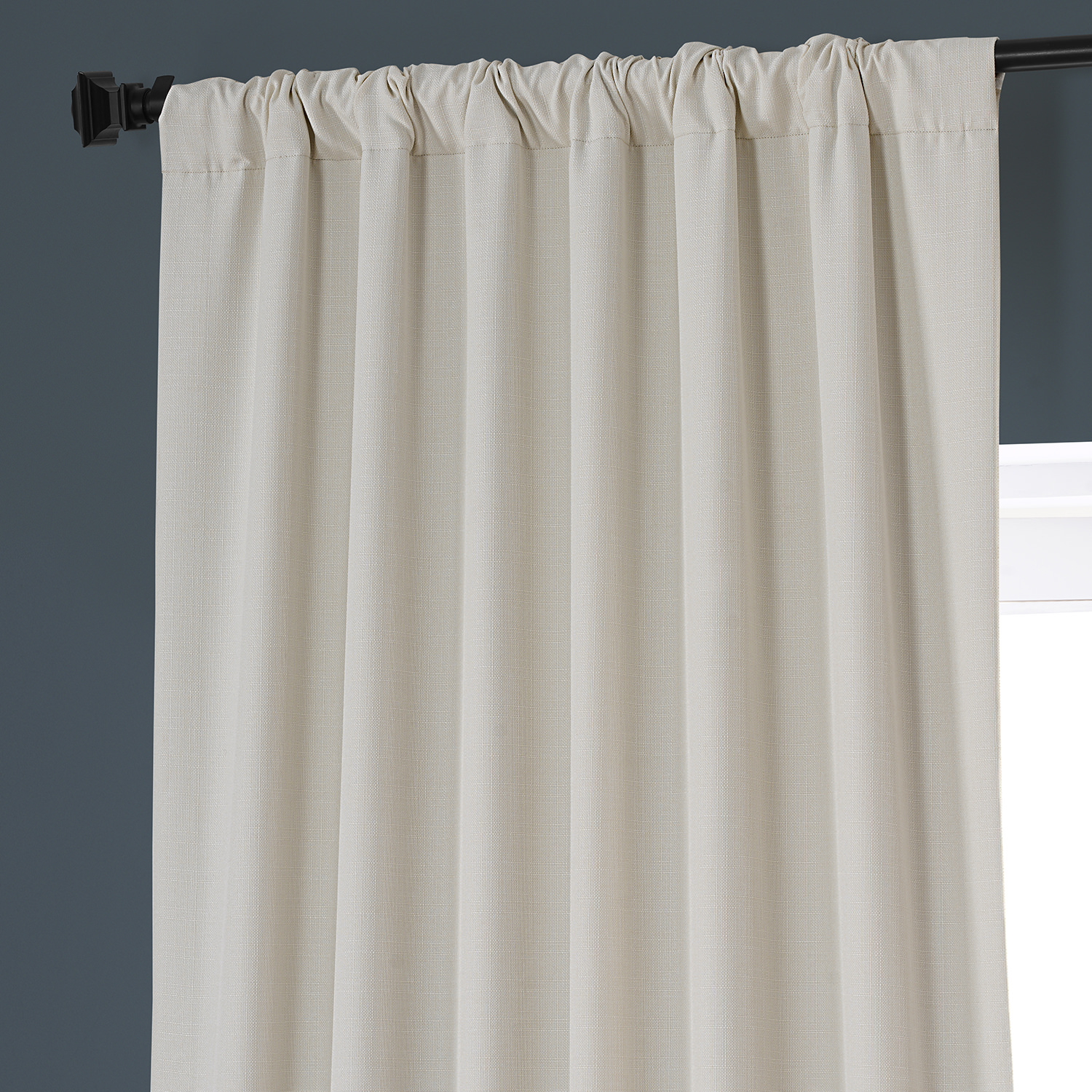 Signature Excursion Ivory Faux Linen Blackout Curtain