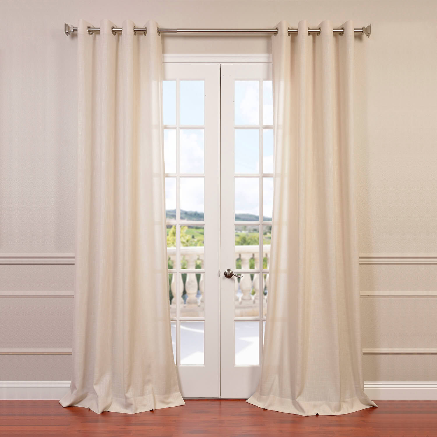 Sand Faux Linen Grommet Semi Sheer Curtain