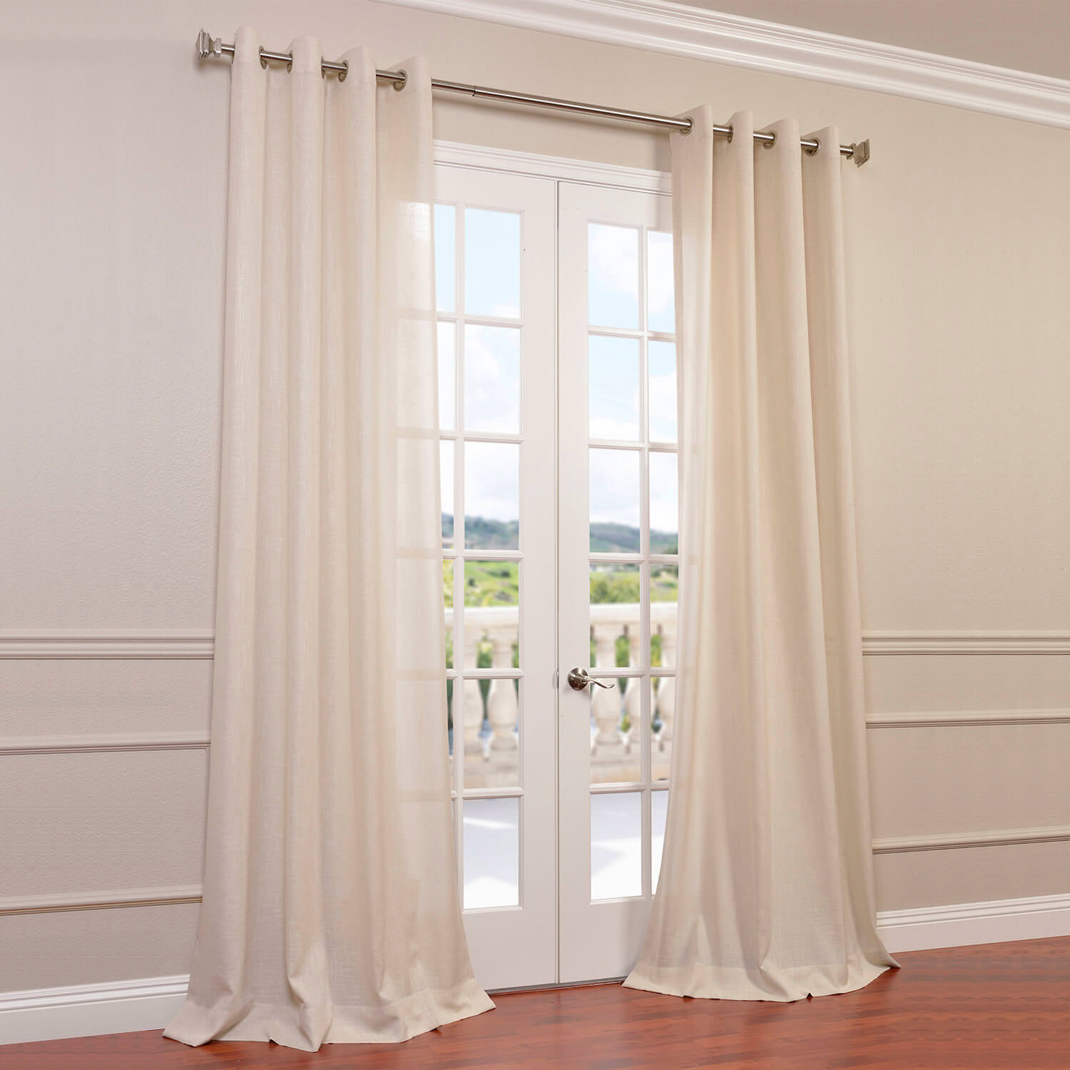 Sand Faux Linen Grommet Semi Sheer Curtain