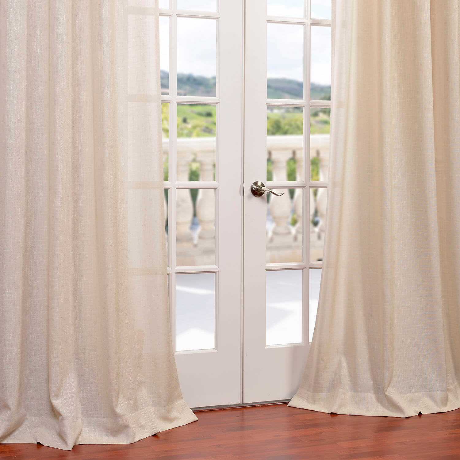 Sand Faux Linen Grommet Semi Sheer Curtain