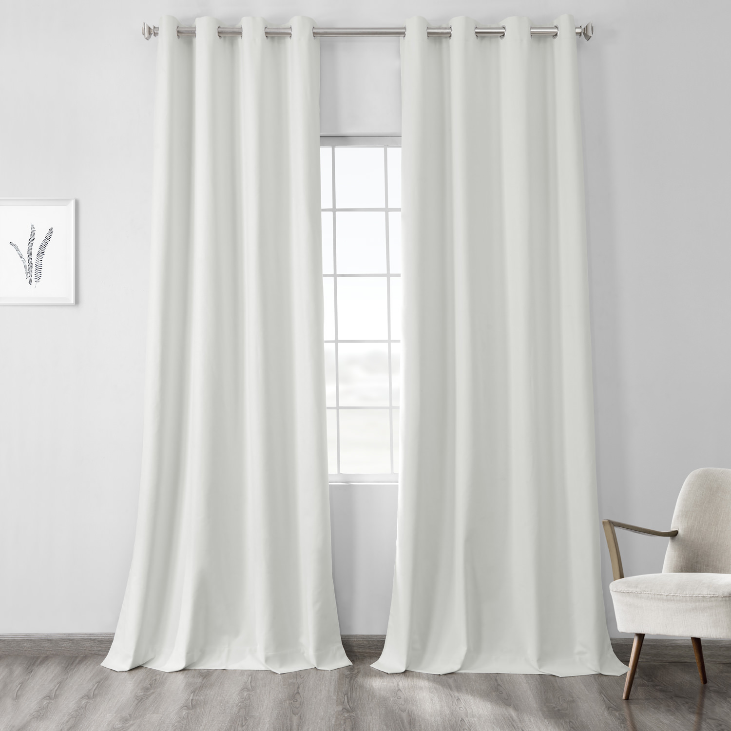 Starlight Off White Vintage Thermal Cross Linen Weave Blackout Grommet Curtain